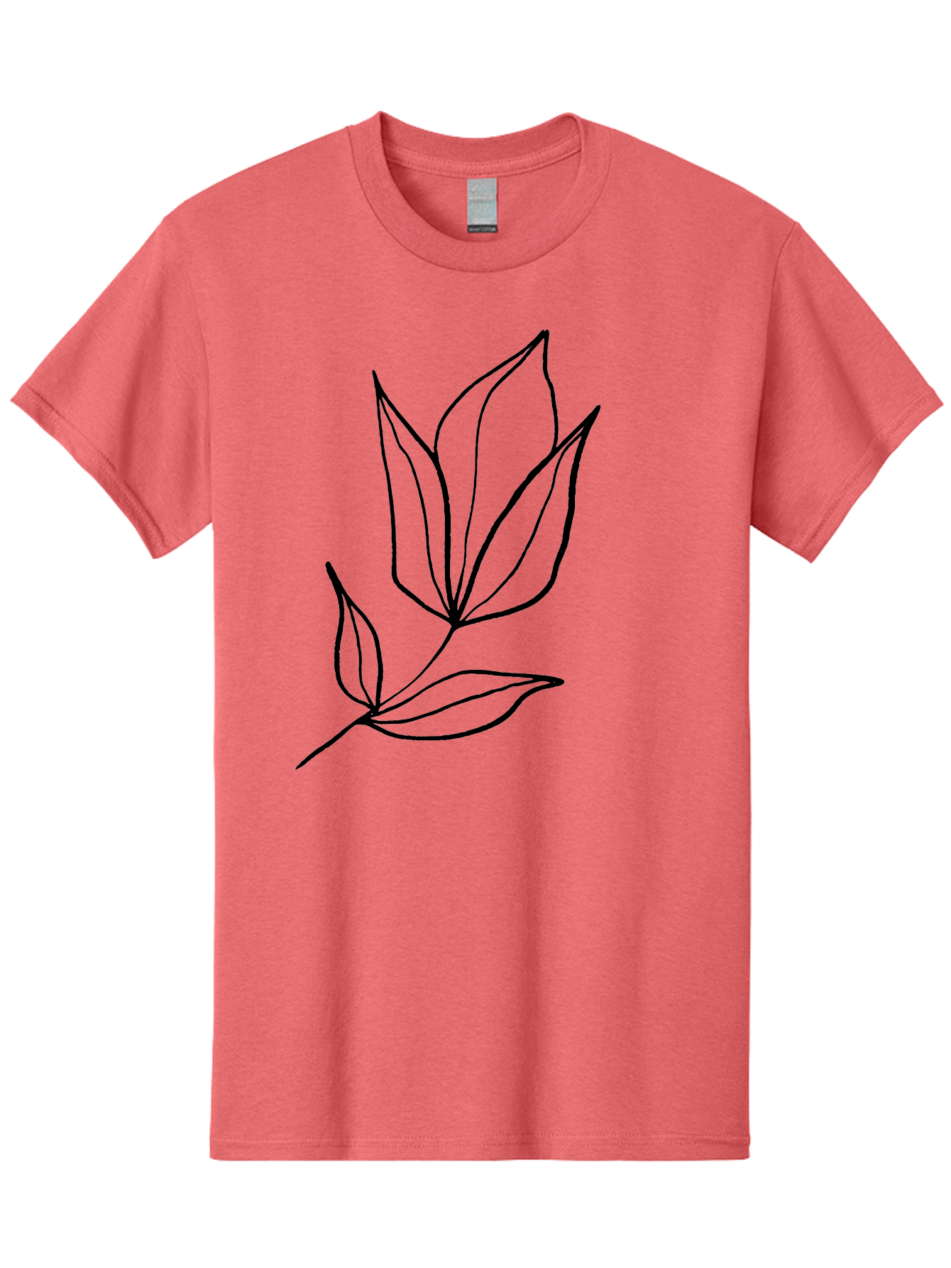 Leaves-3 Men'S Graphic Tee, 100% Cotton, Comfortable Casual Summer Wear, Machine Washable, Simple Leaf Illustration, Minimalist Design, Black Outline, Botanical Art, Leaf Pattern, Nature-Inspired Graphics, Simple Shapes -  Aaa452 5