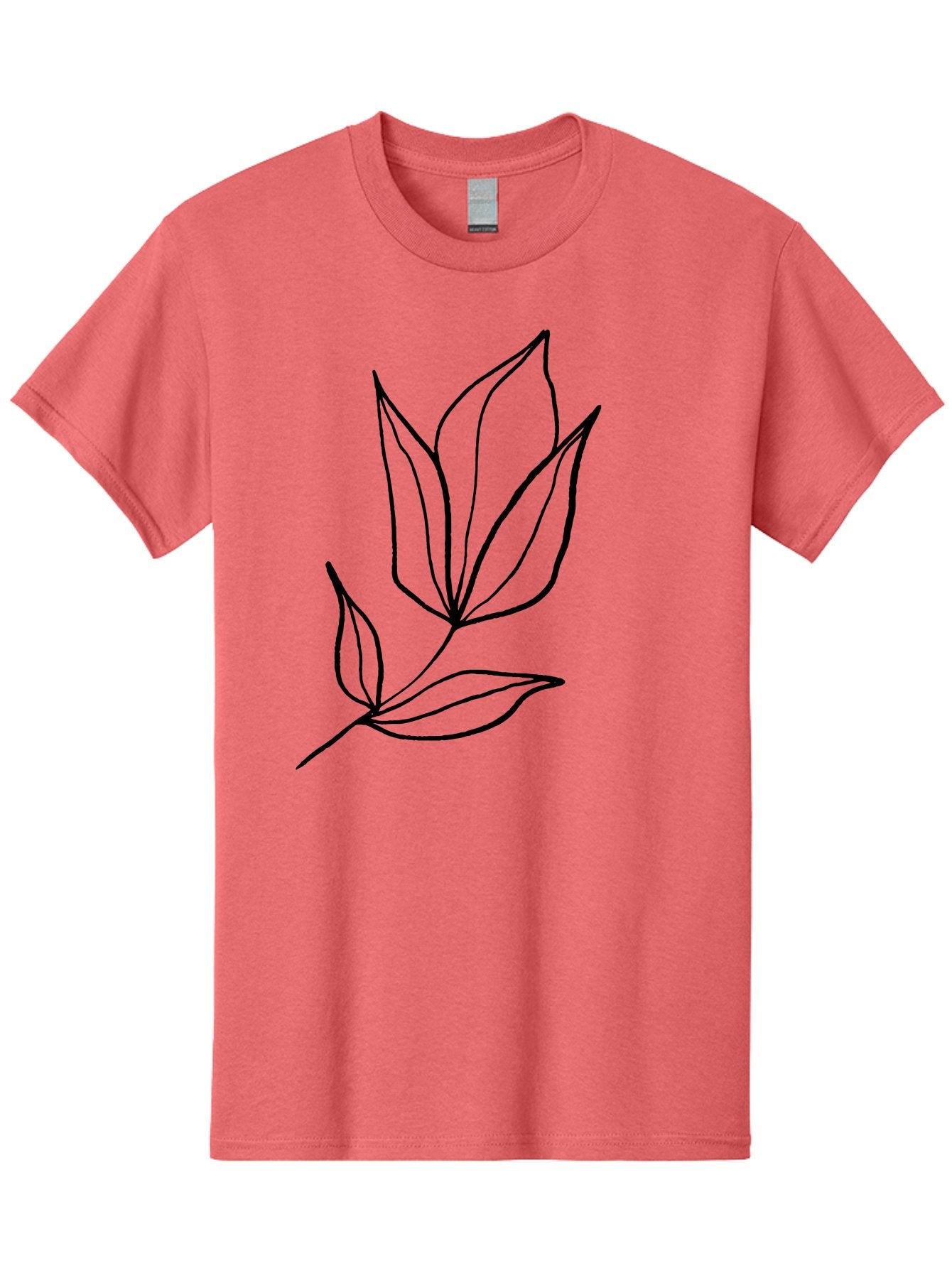 Leaves-3 Men'S Graphic Tee, 100% Cotton, Comfortable Casual Summer Wear, Machine Washable, Simple Leaf Illustration, Minimalist Design, Black Outline, Botanical Art, Leaf Pattern, Nature-Inspired Graphics, Simple Shapes -  Aaa452 19