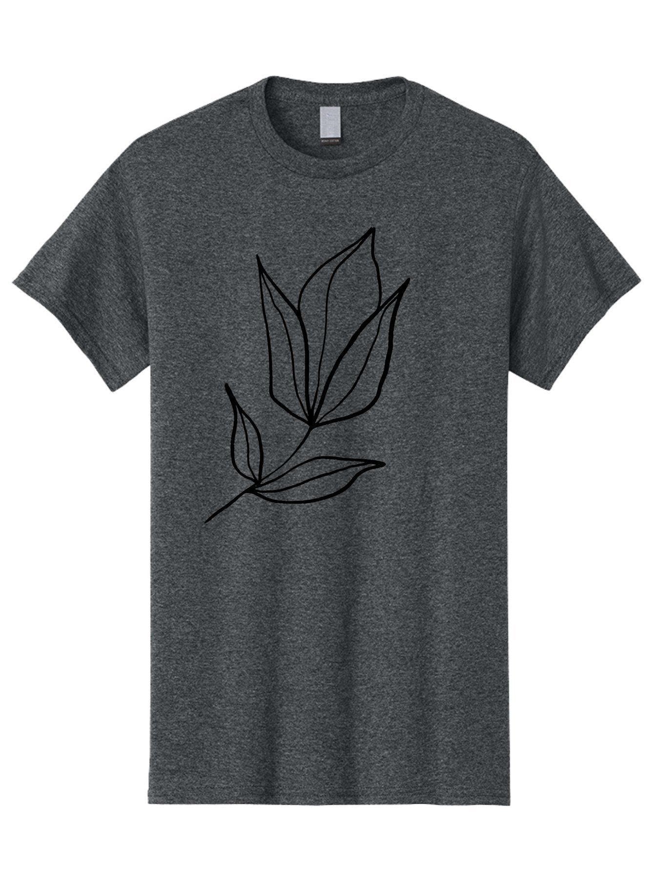 Leaves-3 Men'S Graphic Tee, 100% Cotton, Comfortable Casual Summer Wear, Machine Washable, Simple Leaf Illustration, Minimalist Design, Black Outline, Botanical Art, Leaf Pattern, Nature-Inspired Graphics, Simple Shapes -  Aaa452 29