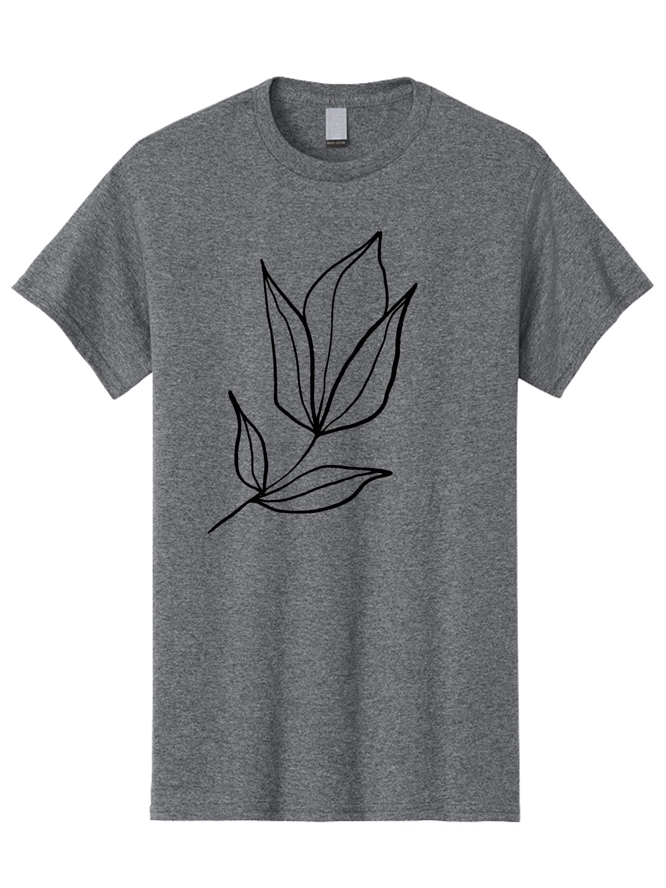 Leaves-3 Men'S Graphic Tee, 100% Cotton, Comfortable Casual Summer Wear, Machine Washable, Simple Leaf Illustration, Minimalist Design, Black Outline, Botanical Art, Leaf Pattern, Nature-Inspired Graphics, Simple Shapes -  Aaa452 21
