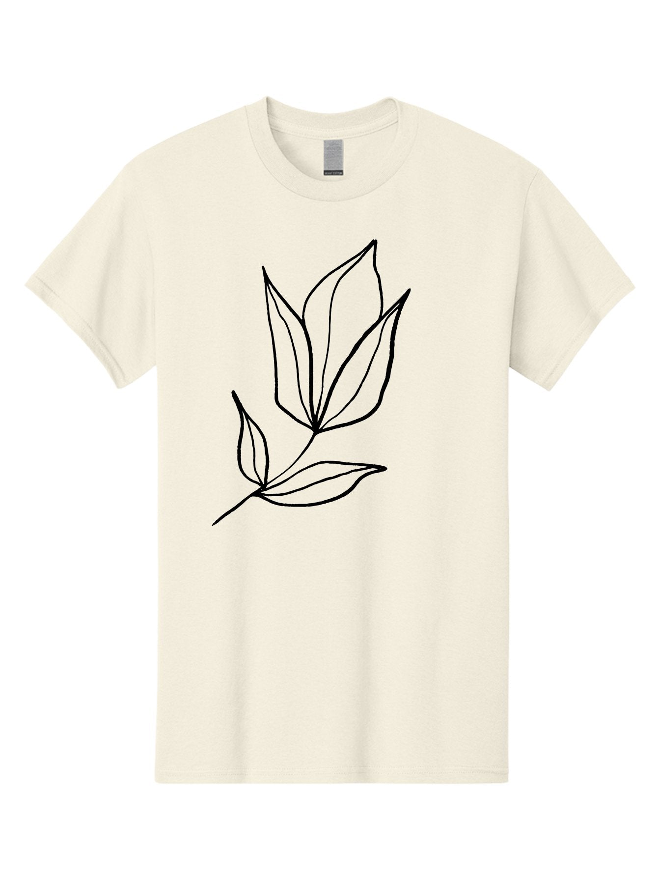 Leaves-3 Men'S Graphic Tee, 100% Cotton, Comfortable Casual Summer Wear, Machine Washable, Simple Leaf Illustration, Minimalist Design, Black Outline, Botanical Art, Leaf Pattern, Nature-Inspired Graphics, Simple Shapes -  Aaa452 5