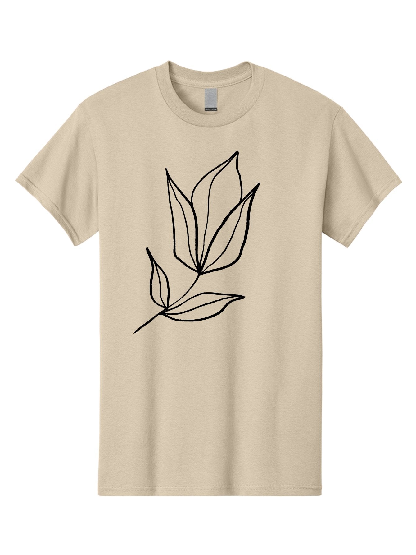 Leaves-3 Men'S Graphic Tee, 100% Cotton, Comfortable Casual Summer Wear, Machine Washable, Simple Leaf Illustration, Minimalist Design, Black Outline, Botanical Art, Leaf Pattern, Nature-Inspired Graphics, Simple Shapes -  Aaa452