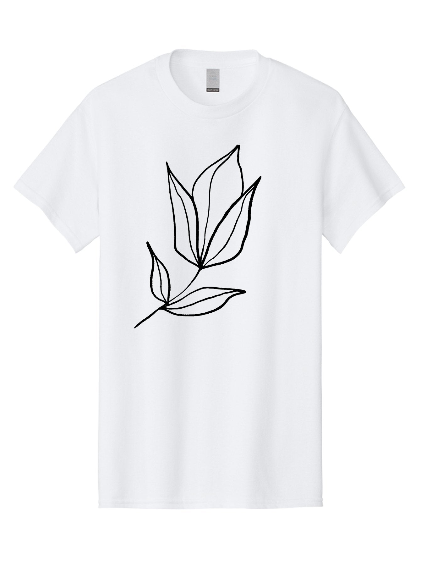 Leaves-3 Men'S Graphic Tee, 100% Cotton, Comfortable Casual Summer Wear, Machine Washable, Simple Leaf Illustration, Minimalist Design, Black Outline, Botanical Art, Leaf Pattern, Nature-Inspired Graphics, Simple Shapes -  Aaa452 11