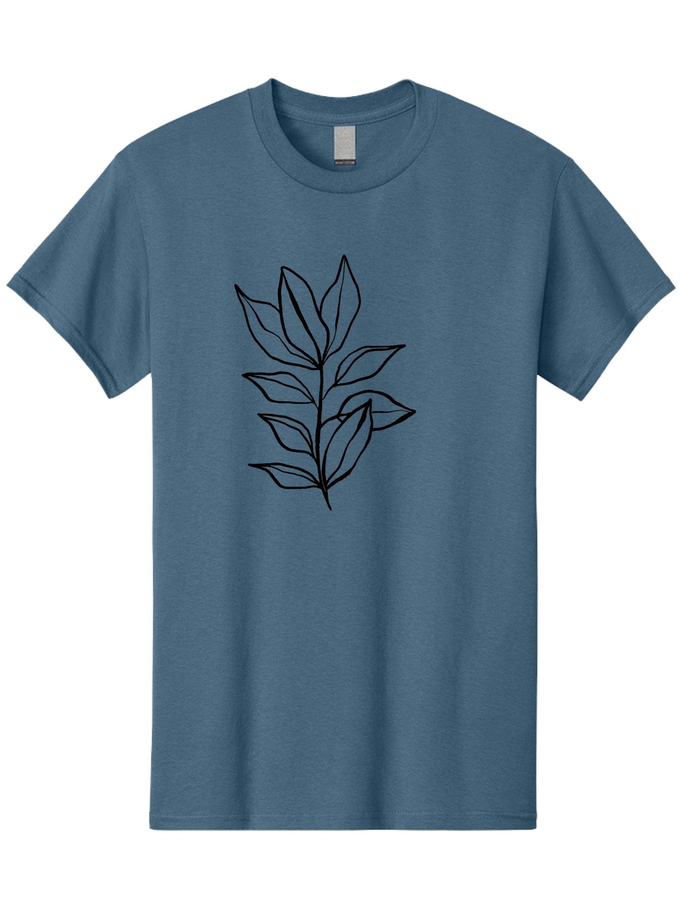 Leaves-4 Men'S Graphic Tee, 100% Cotton, Comfortable Casual Summer Wear, Machine Washable, Simple Leaf Design, Minimalist Art, Black Outline, Leaves, Foliage, Botanical Illustration, Simple Graphics, Modern Art -  Aaa453 3