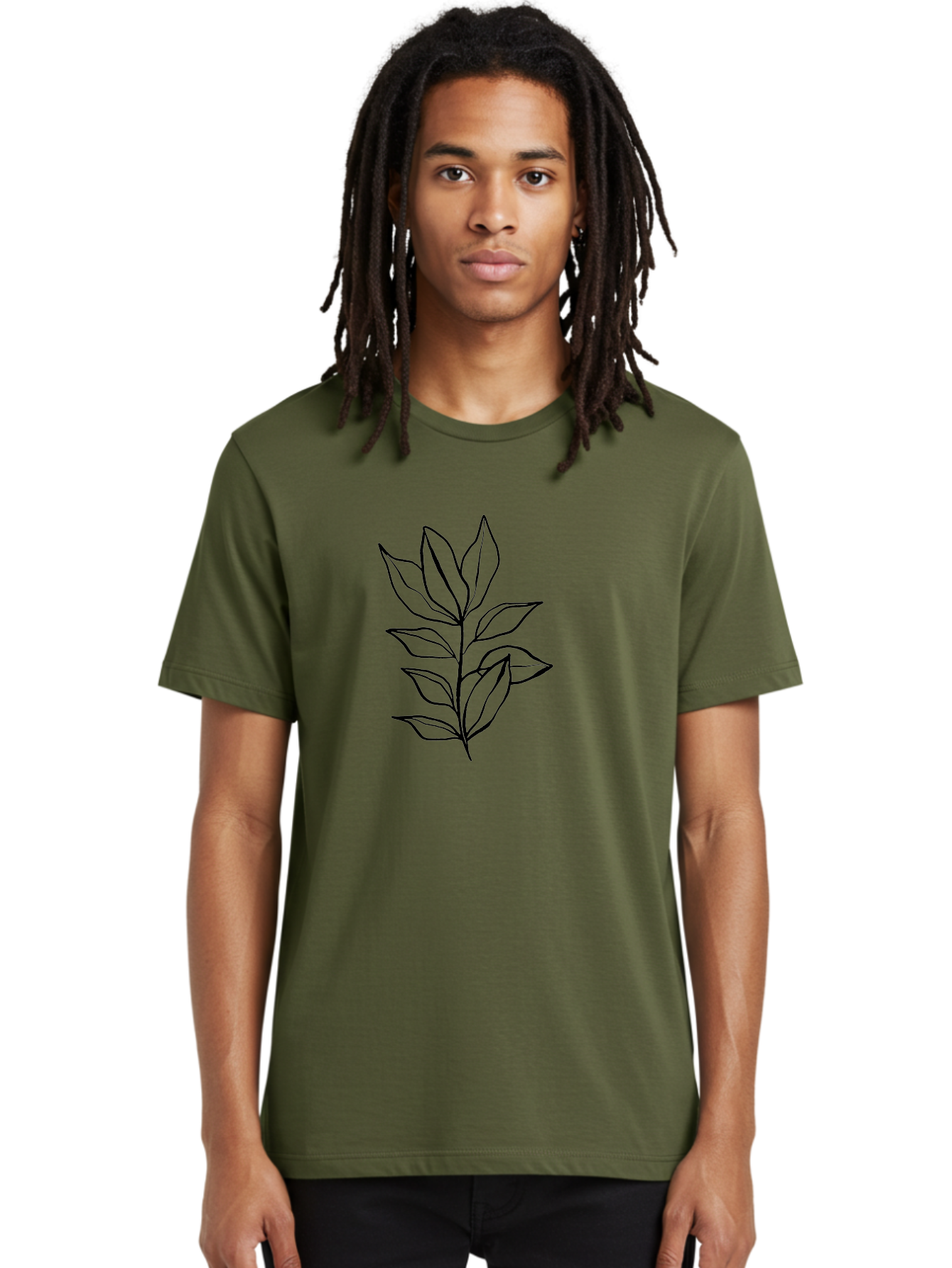 Leaves-4 Men'S Graphic Tee, 100% Cotton, Comfortable Casual Summer Wear, Machine Washable, Simple Leaf Design, Minimalist Art, Black Outline, Leaves, Foliage, Botanical Illustration, Simple Graphics, Modern Art -  Aaa453 16