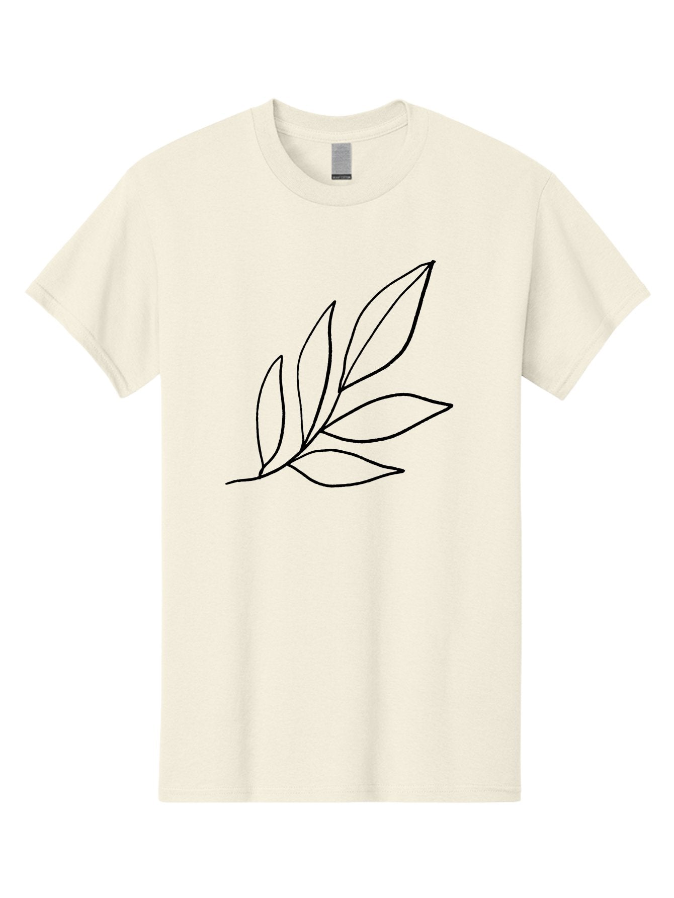 Leaves-5 Men'S Graphic Tee, 100% Cotton, Comfortable Casual Summer Wear, Machine Washable, Hand Drawn Leaves, Simple Line Art, Minimalist Design, Botanical Elements, Leaf Illustration, Black Outline -  Aaa454 5