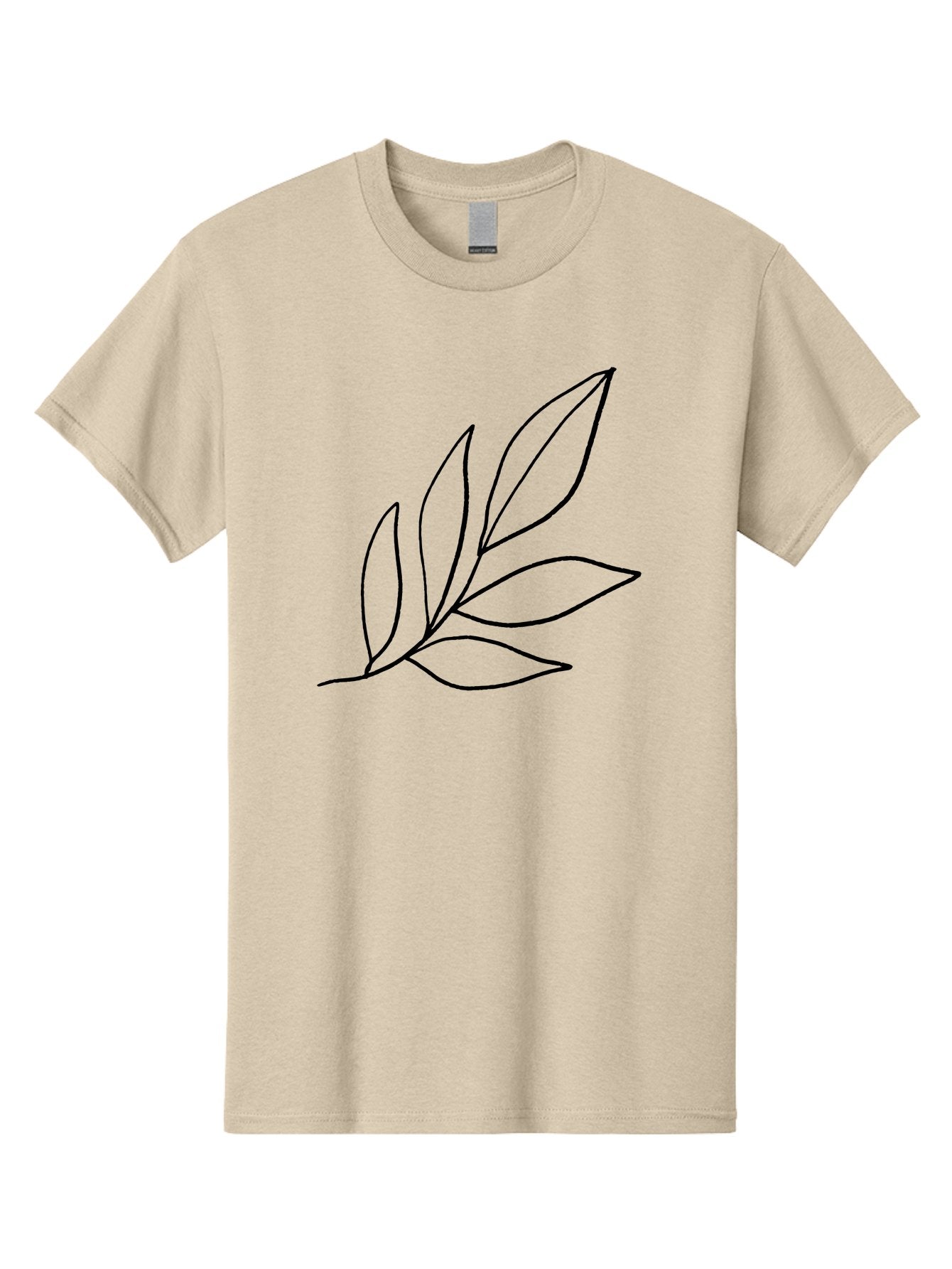 Leaves-5 Men'S Graphic Tee, 100% Cotton, Comfortable Casual Summer Wear, Machine Washable, Hand Drawn Leaves, Simple Line Art, Minimalist Design, Botanical Elements, Leaf Illustration, Black Outline -  Aaa454 29