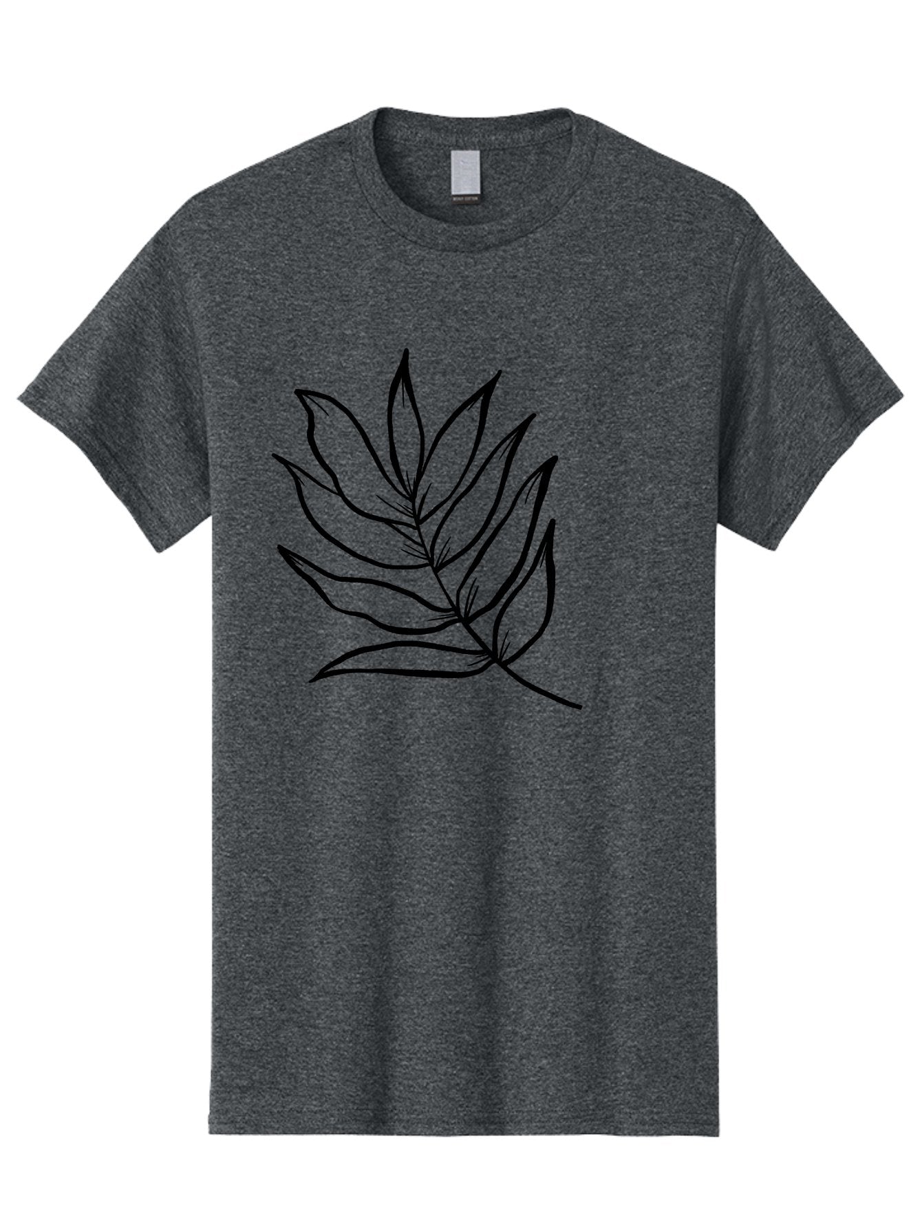 Leaves-7 Men'S Graphic Tee, 100% Cotton, Comfortable Casual Summer Wear, Machine Washable, Hand-Drawn Leaf, Simple Line Art, Minimalist Design, Black Silhouette, Natural Elements, Leaf Illustration, Botanical Art -  Aaa456 7