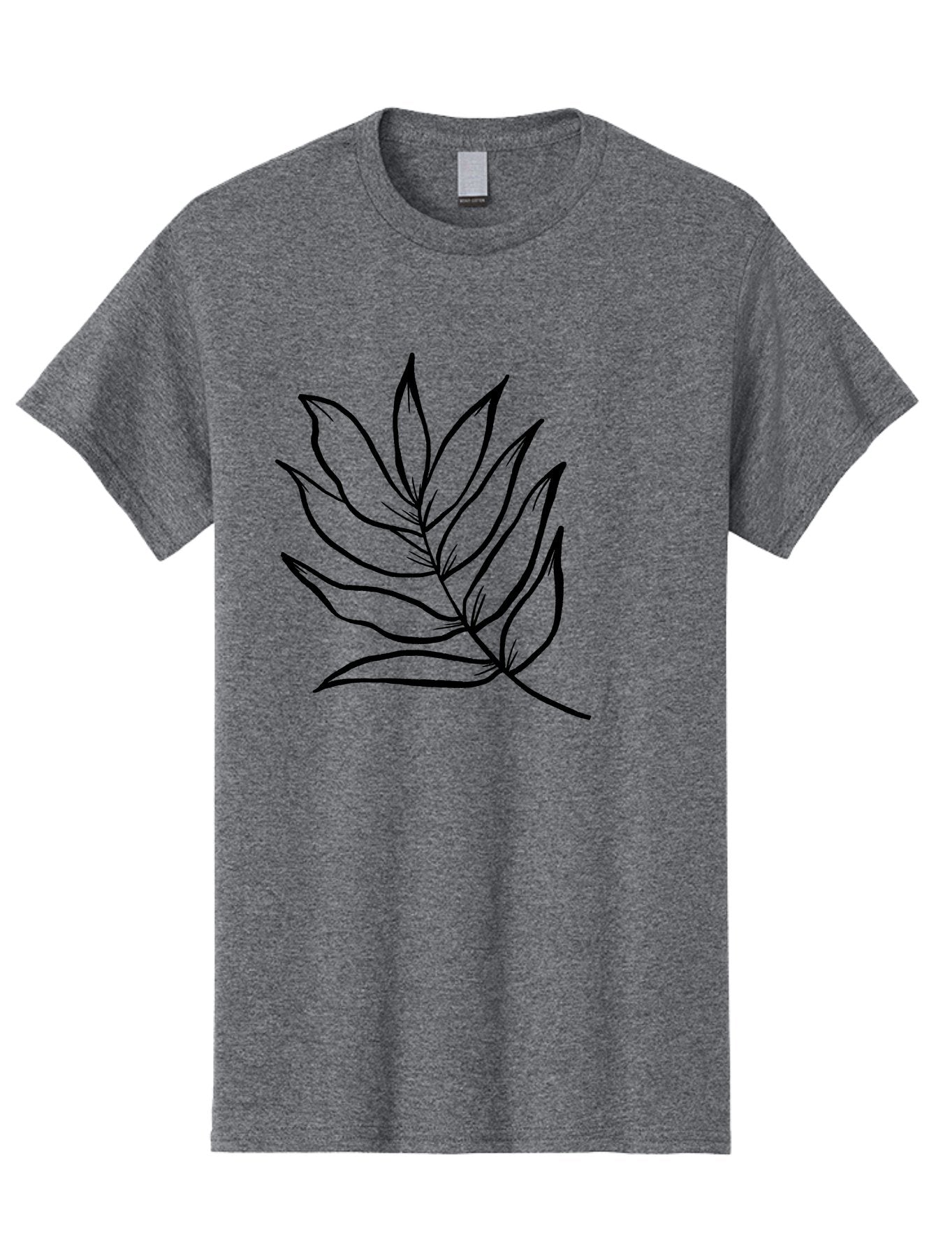 Leaves-7 Men'S Graphic Tee, 100% Cotton, Comfortable Casual Summer Wear, Machine Washable, Hand-Drawn Leaf, Simple Line Art, Minimalist Design, Black Silhouette, Natural Elements, Leaf Illustration, Botanical Art -  Aaa456