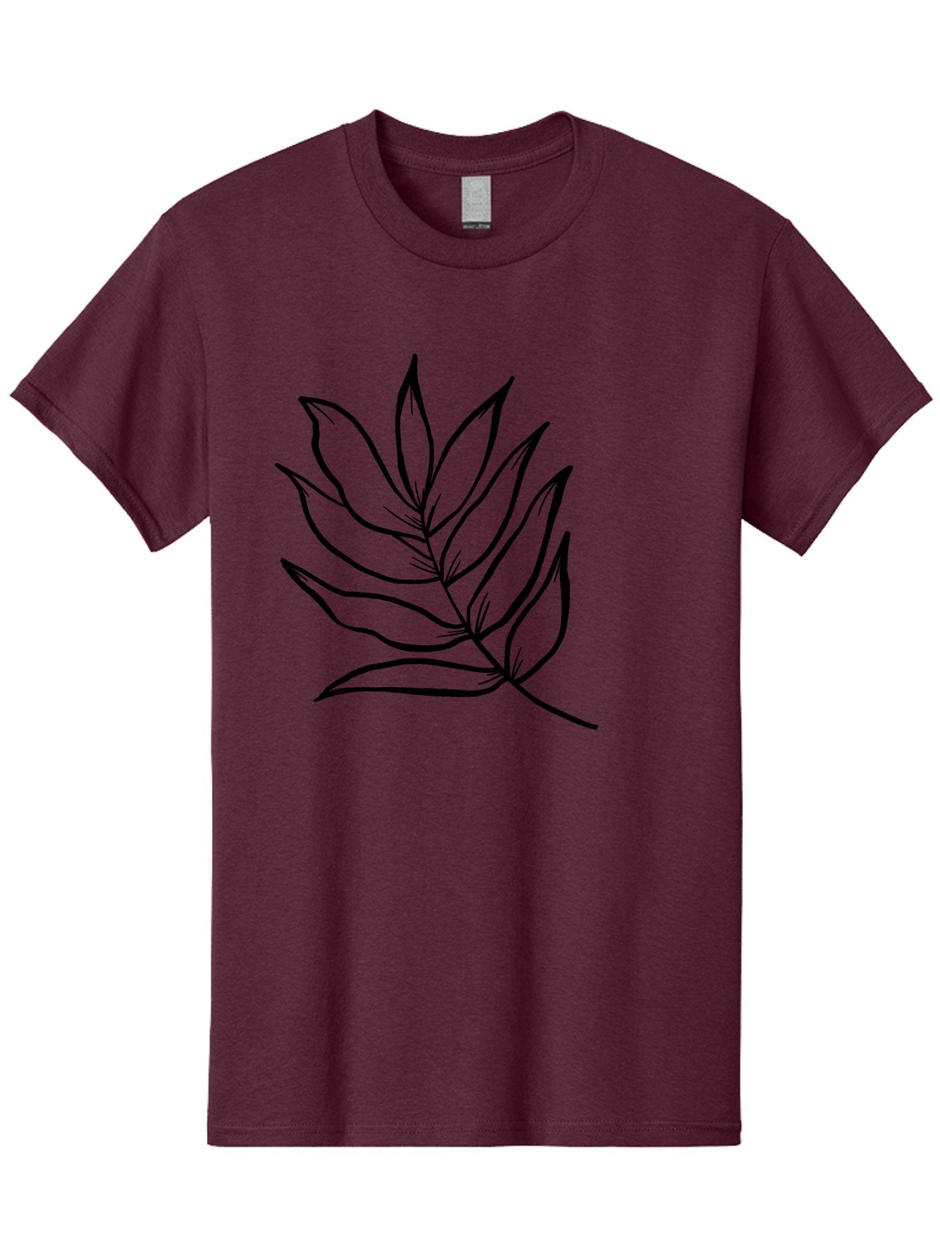 Leaves-7 Men'S Graphic Tee, 100% Cotton, Comfortable Casual Summer Wear, Machine Washable, Hand-Drawn Leaf, Simple Line Art, Minimalist Design, Black Silhouette, Natural Elements, Leaf Illustration, Botanical Art -  Aaa456 11