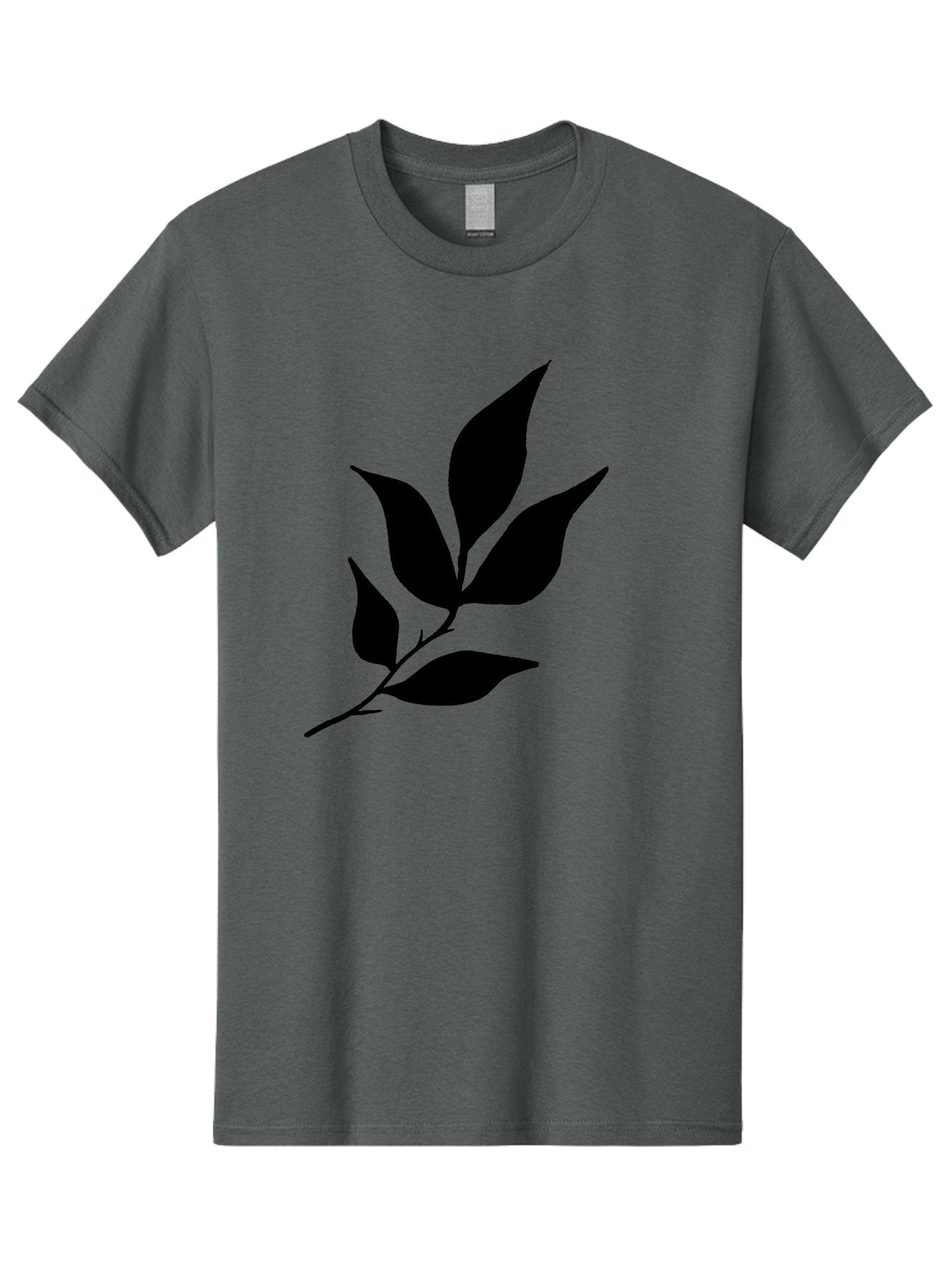 Leaves-8 Men'S Graphic Tee, 100% Cotton, Comfortable Casual Summer Wear, Machine Washable, Black Leaves On Branch, Leaf Silhouette, Minimalist Design, Simple Graphics, Black And Green, Nature Elements, Botanical Illustration, Leaf Graphic -  Aaa457 29