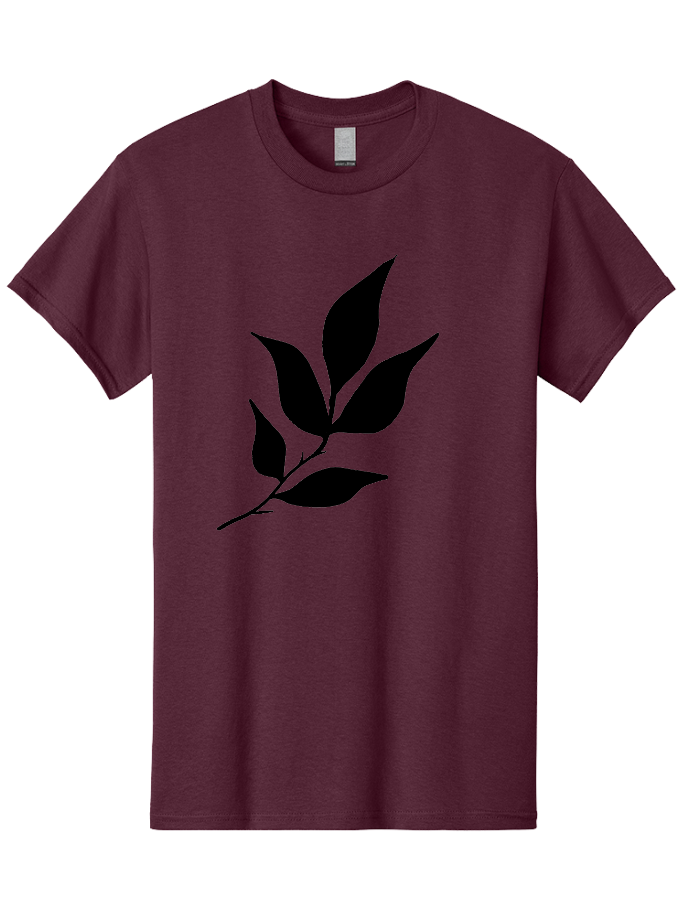 Leaves-8 Men'S Graphic Tee, 100% Cotton, Comfortable Casual Summer Wear, Machine Washable, Black Leaves On Branch, Leaf Silhouette, Minimalist Design, Simple Graphics, Black And Green, Nature Elements, Botanical Illustration, Leaf Graphic -  Aaa457 13