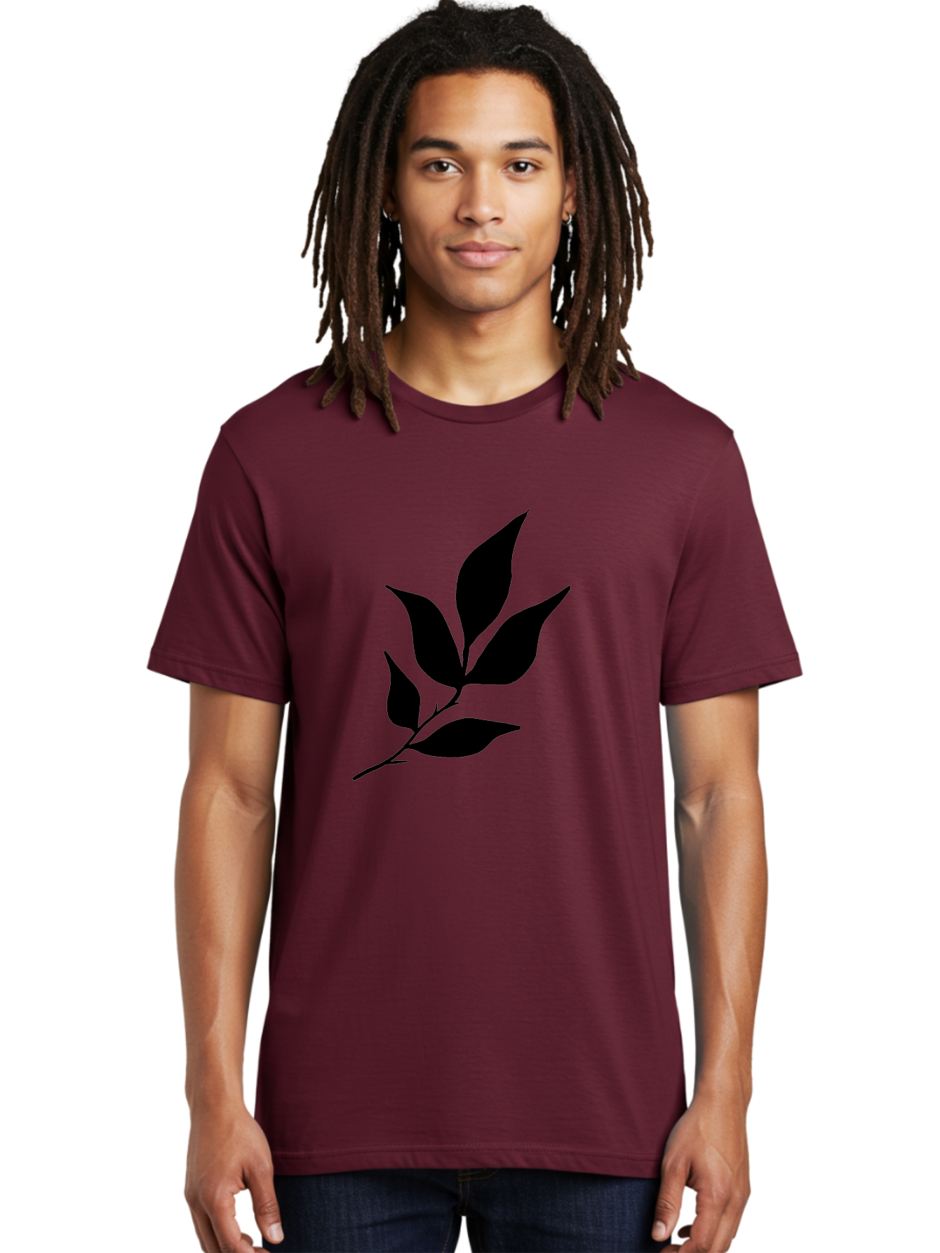 Leaves-8 Men'S Graphic Tee, 100% Cotton, Comfortable Casual Summer Wear, Machine Washable, Black Leaves On Branch, Leaf Silhouette, Minimalist Design, Simple Graphics, Black And Green, Nature Elements, Botanical Illustration, Leaf Graphic -  Aaa457 14