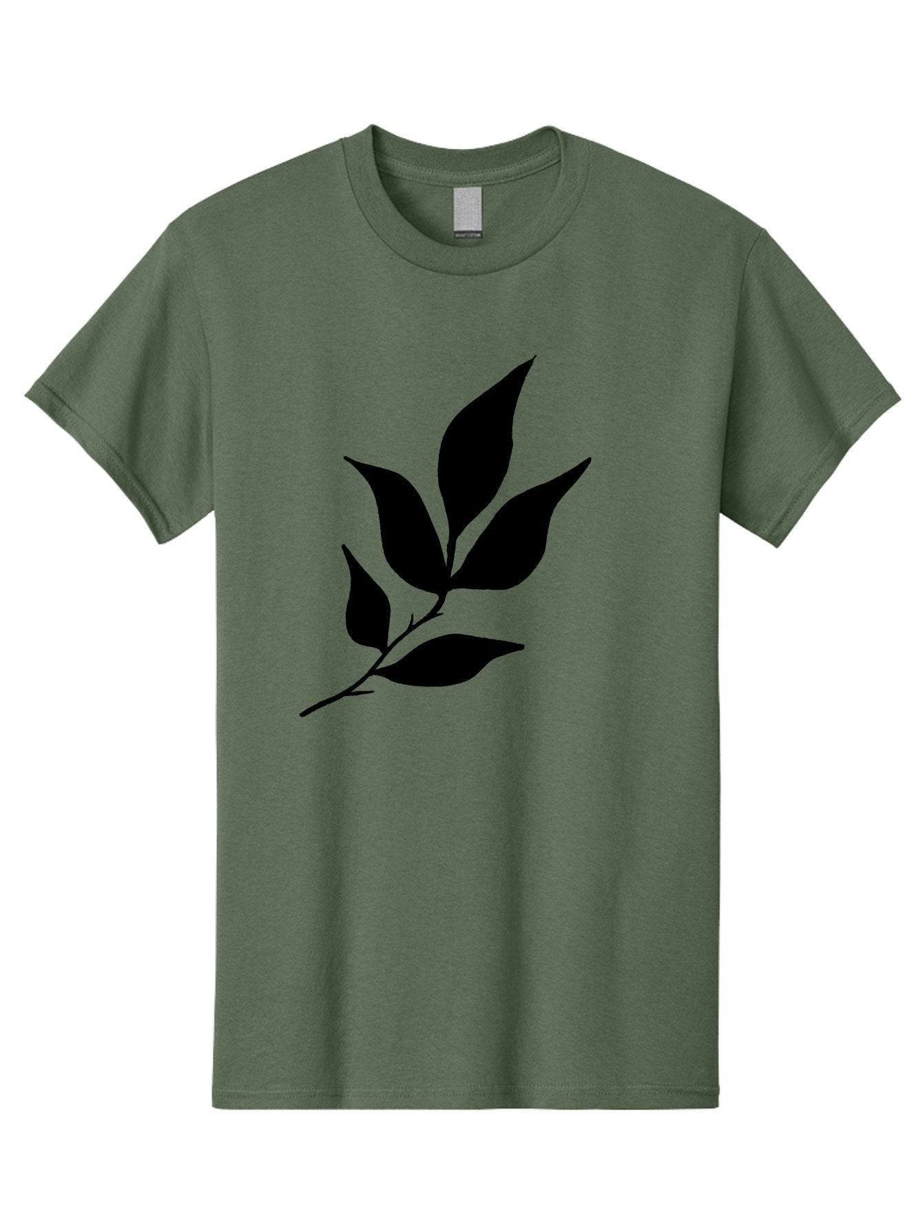 Leaves-8 Men'S Graphic Tee, 100% Cotton, Comfortable Casual Summer Wear, Machine Washable, Black Leaves On Branch, Leaf Silhouette, Minimalist Design, Simple Graphics, Black And Green, Nature Elements, Botanical Illustration, Leaf Graphic -  Aaa457