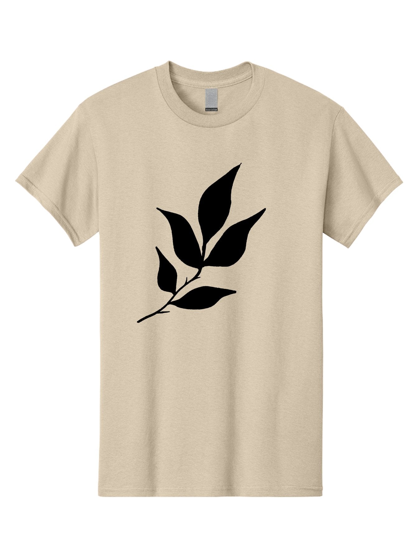 Leaves-8 Men'S Graphic Tee, 100% Cotton, Comfortable Casual Summer Wear, Machine Washable, Black Leaves On Branch, Leaf Silhouette, Minimalist Design, Simple Graphics, Black And Green, Nature Elements, Botanical Illustration, Leaf Graphic -  Aaa457 3