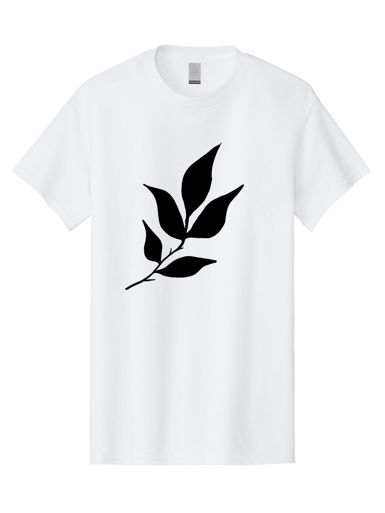 Leaves-8 Men'S Graphic Tee, 100% Cotton, Comfortable Casual Summer Wear, Machine Washable, Black Leaves On Branch, Leaf Silhouette, Minimalist Design, Simple Graphics, Black And Green, Nature Elements, Botanical Illustration, Leaf Graphic -  Aaa457 25