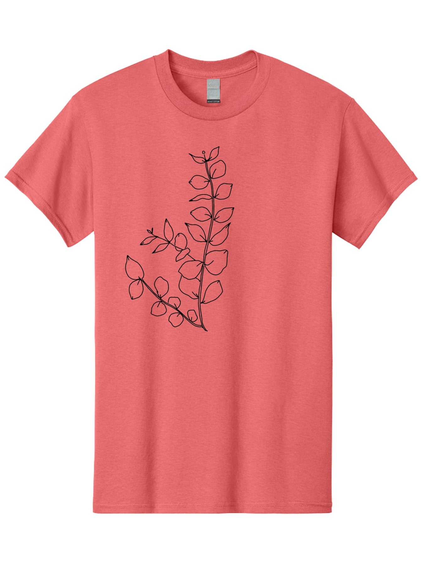 Leaves Men'S Graphic Tee, 100% Cotton, Comfortable Casual Summer Wear, Machine Washable, Hand-Drawn Illustration, Leafy Stem, Simple Line Art, Minimalist Design, Botanical Elements, Delicate Pattern, Natural Motifs -  Aaa458 17