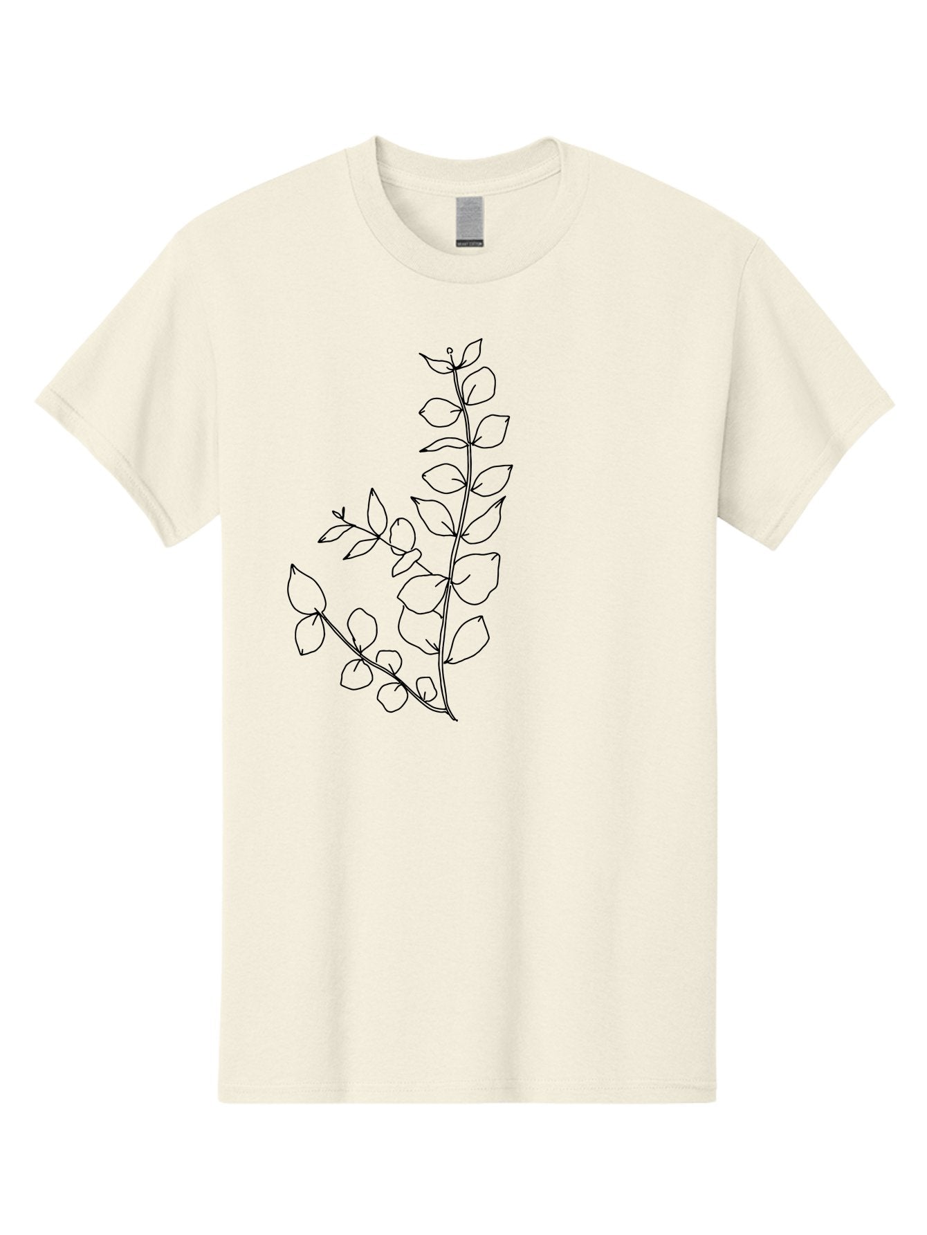 Leaves Men'S Graphic Tee, 100% Cotton, Comfortable Casual Summer Wear, Machine Washable, Hand-Drawn Illustration, Leafy Stem, Simple Line Art, Minimalist Design, Botanical Elements, Delicate Pattern, Natural Motifs -  Aaa458 13
