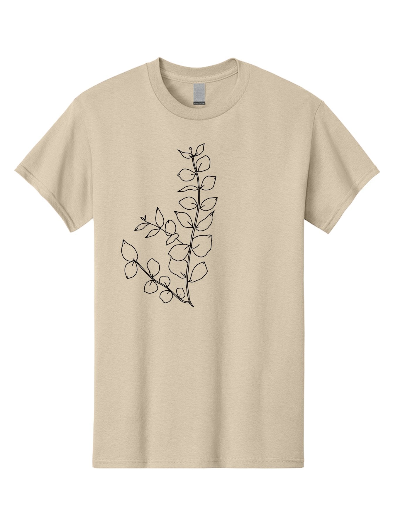 Leaves Men'S Graphic Tee, 100% Cotton, Comfortable Casual Summer Wear, Machine Washable, Hand-Drawn Illustration, Leafy Stem, Simple Line Art, Minimalist Design, Botanical Elements, Delicate Pattern, Natural Motifs -  Aaa458 3