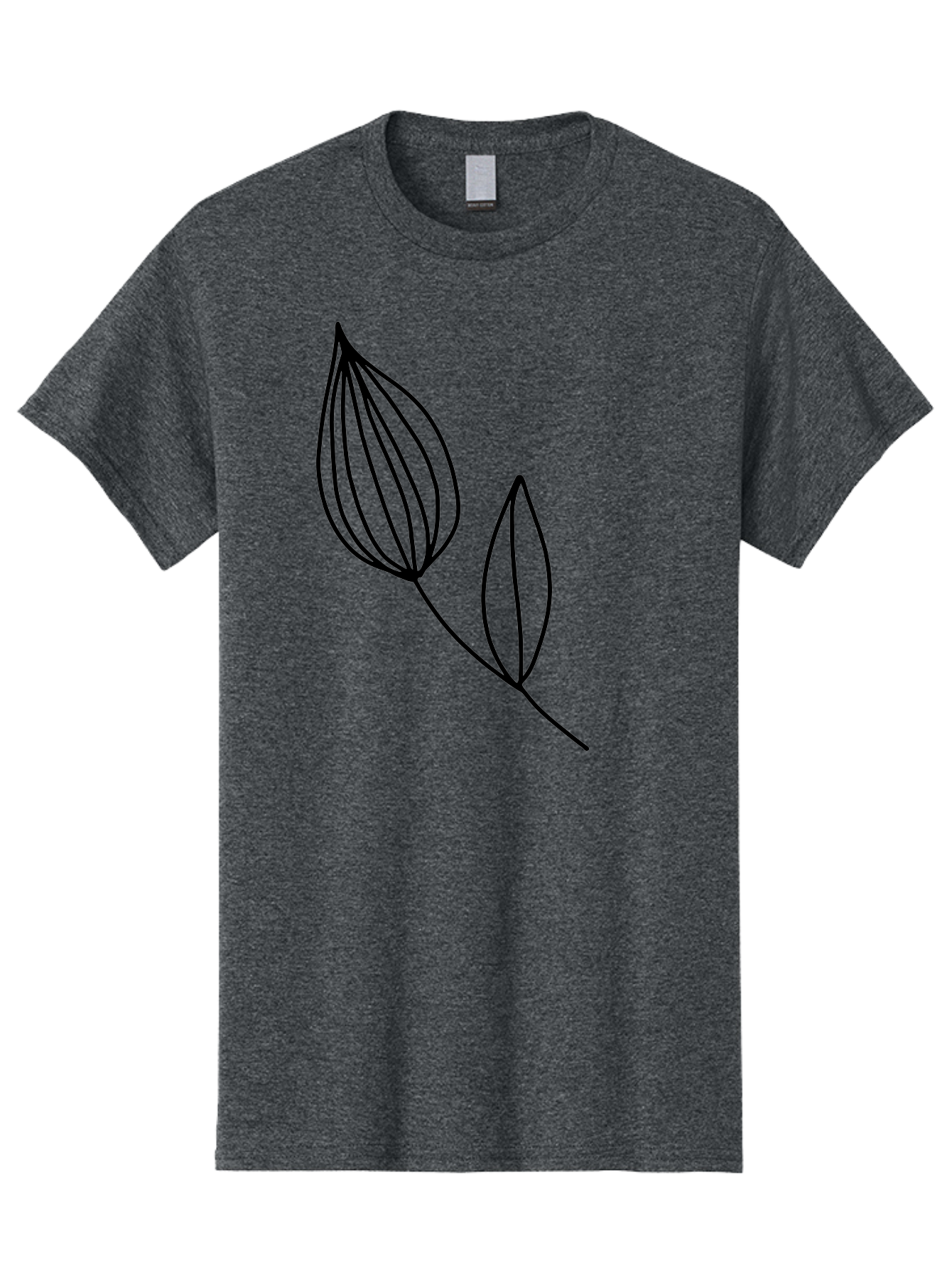 Line-Drawing-Leaves Men'S Graphic Tee, 100% Cotton, Comfortable Casual Summer Wear, Machine Washable, Minimalist Design, Leafy Stem, Simple Lines, Botanical Illustration, Modern Art, Contemporary Style, Black And Green -  Aaa459 7