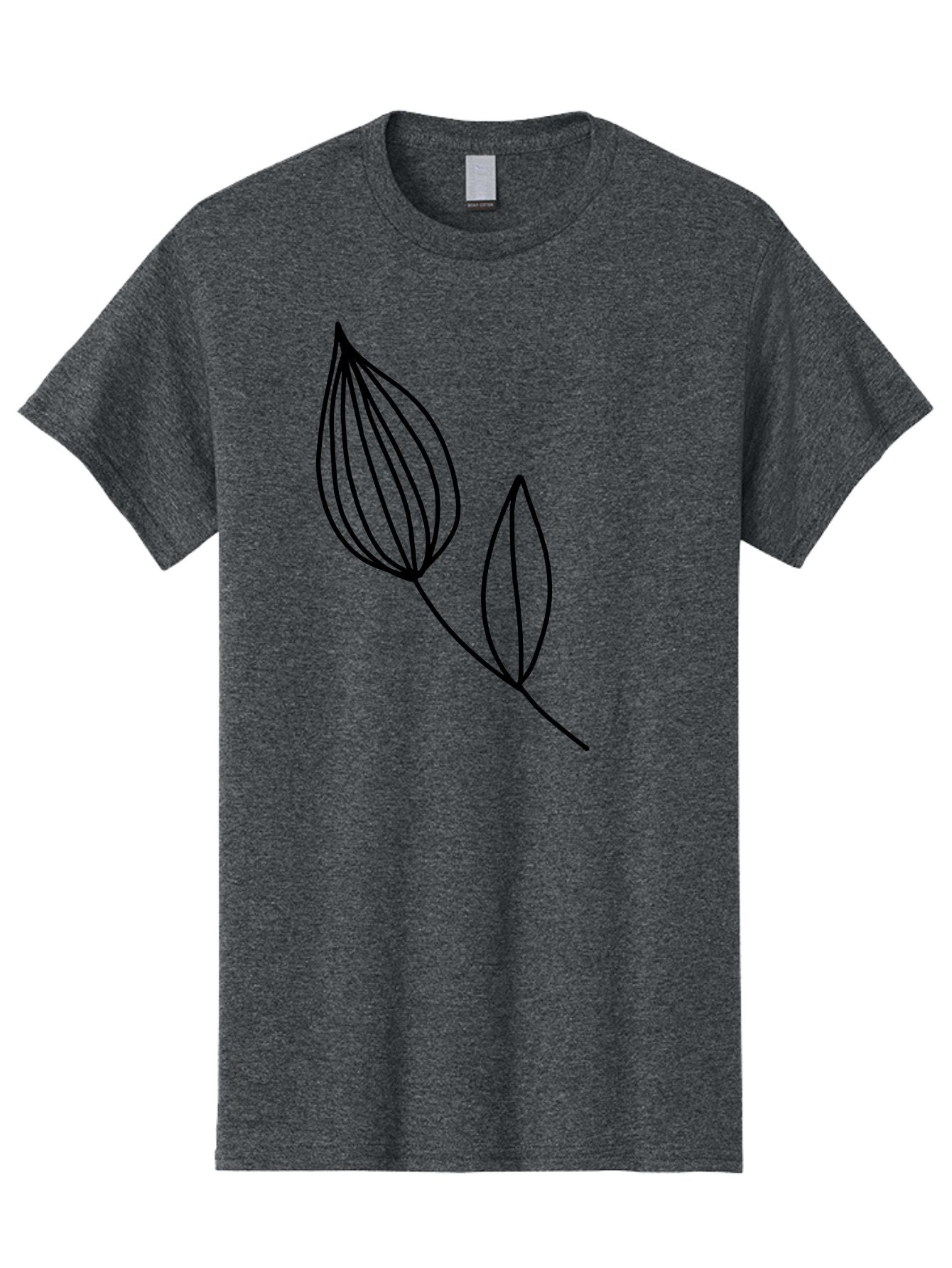 Line-Drawing-Leaves Men'S Graphic Tee, 100% Cotton, Comfortable Casual Summer Wear, Machine Washable, Minimalist Design, Leafy Stem, Simple Lines, Botanical Illustration, Modern Art, Contemporary Style, Black And Green -  Aaa459 7