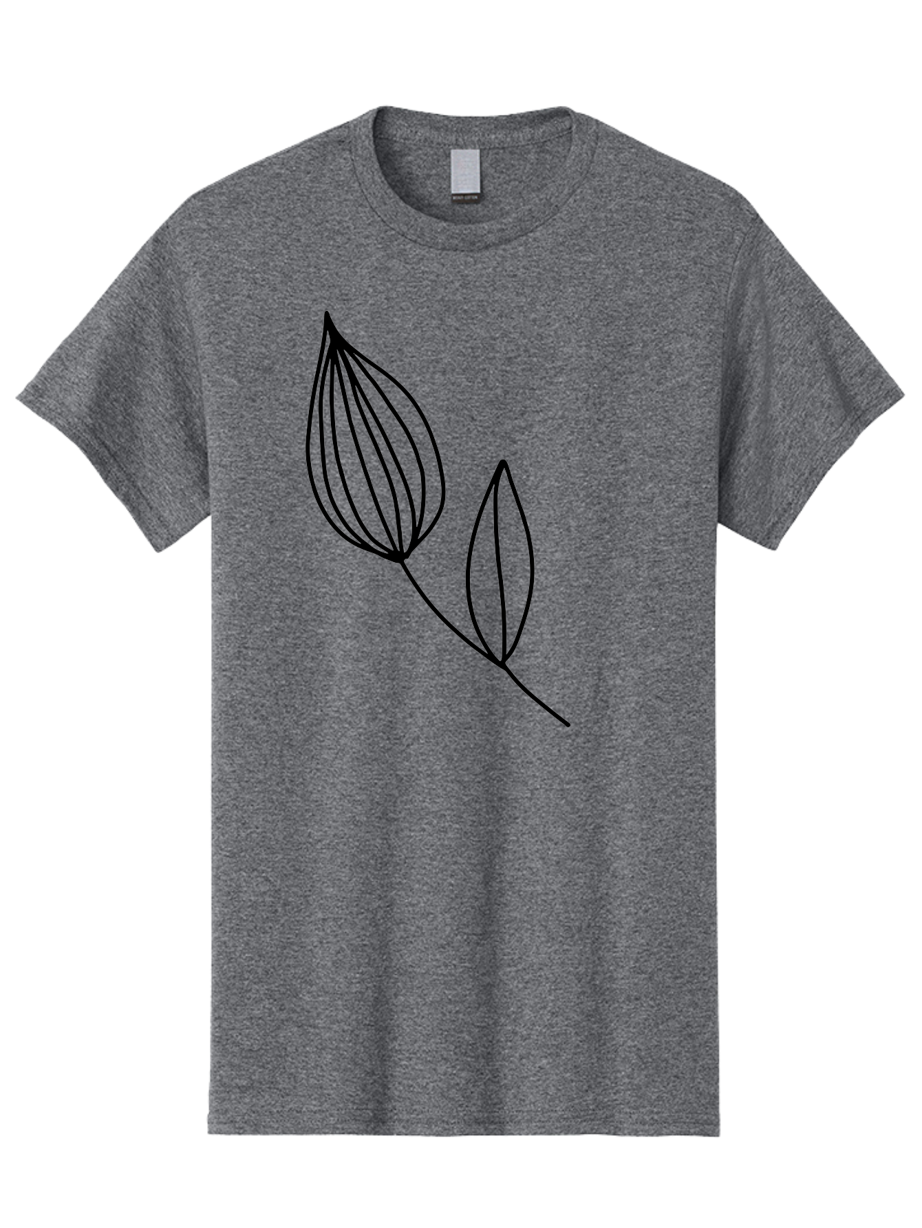 Line-Drawing-Leaves Men'S Graphic Tee, 100% Cotton, Comfortable Casual Summer Wear, Machine Washable, Minimalist Design, Leafy Stem, Simple Lines, Botanical Illustration, Modern Art, Contemporary Style, Black And Green -  Aaa459 9