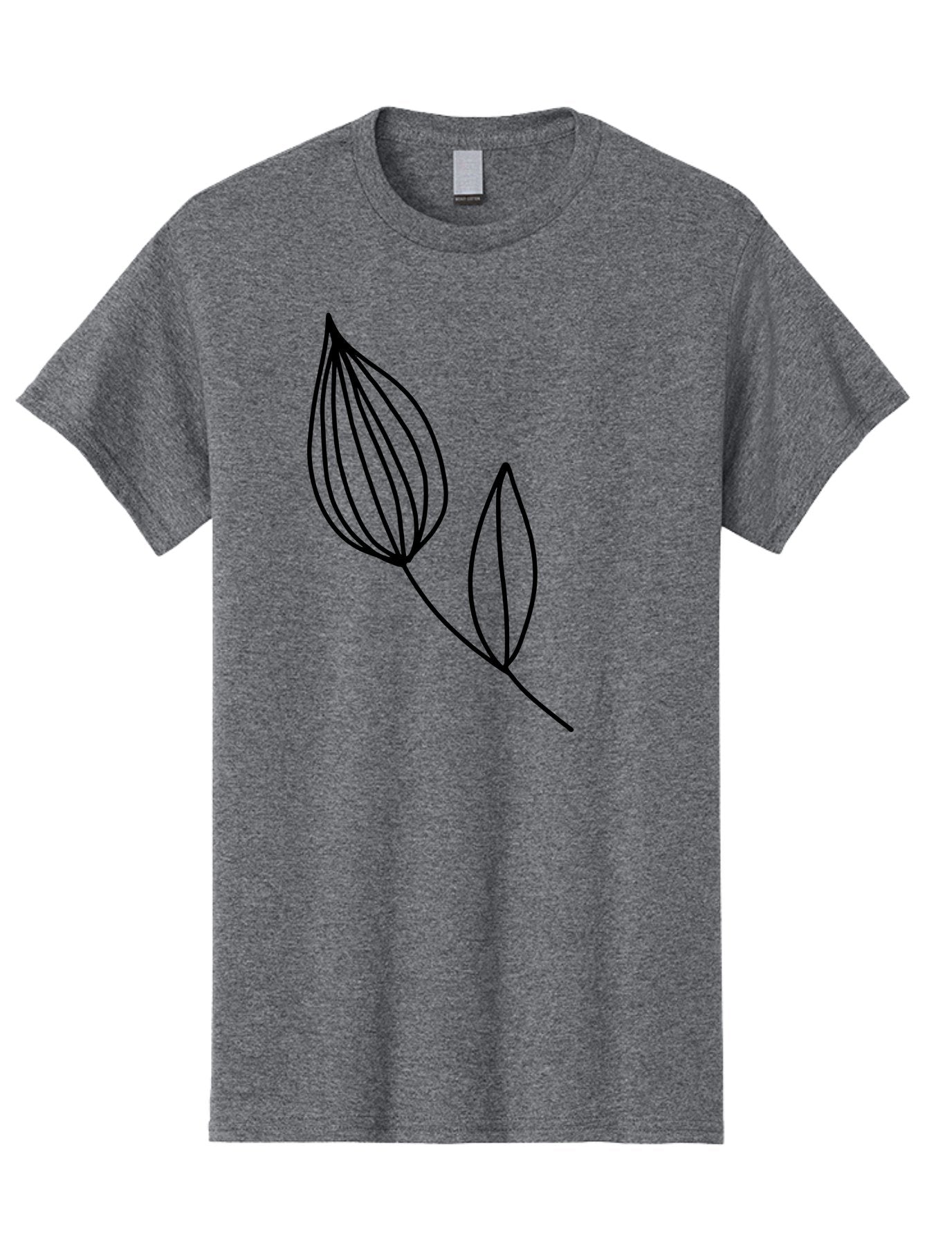 Line-Drawing-Leaves Men'S Graphic Tee, 100% Cotton, Comfortable Casual Summer Wear, Machine Washable, Minimalist Design, Leafy Stem, Simple Lines, Botanical Illustration, Modern Art, Contemporary Style, Black And Green -  Aaa459 29