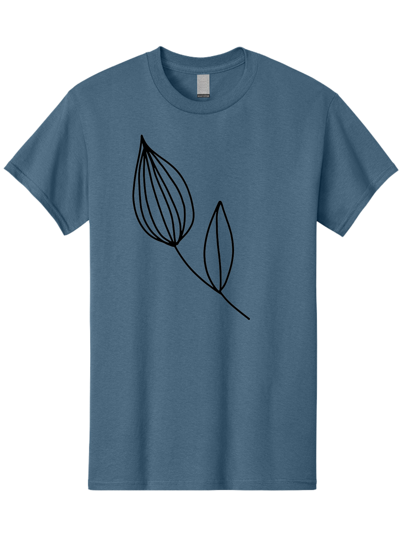 Line-Drawing-Leaves Men'S Graphic Tee, 100% Cotton, Comfortable Casual Summer Wear, Machine Washable, Minimalist Design, Leafy Stem, Simple Lines, Botanical Illustration, Modern Art, Contemporary Style, Black And Green -  Aaa459 11