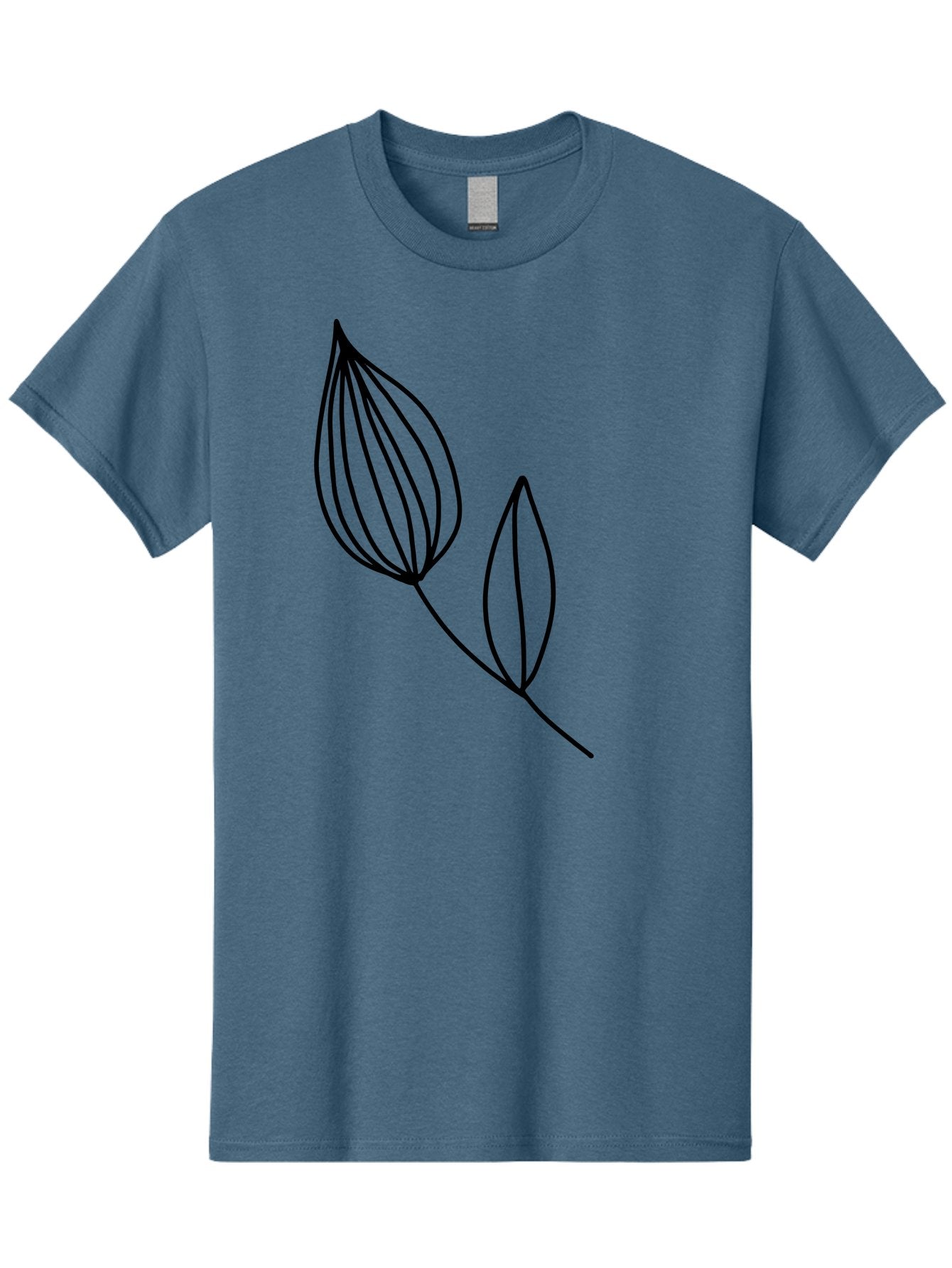 Line-Drawing-Leaves Men'S Graphic Tee, 100% Cotton, Comfortable Casual Summer Wear, Machine Washable, Minimalist Design, Leafy Stem, Simple Lines, Botanical Illustration, Modern Art, Contemporary Style, Black And Green -  Aaa459 5