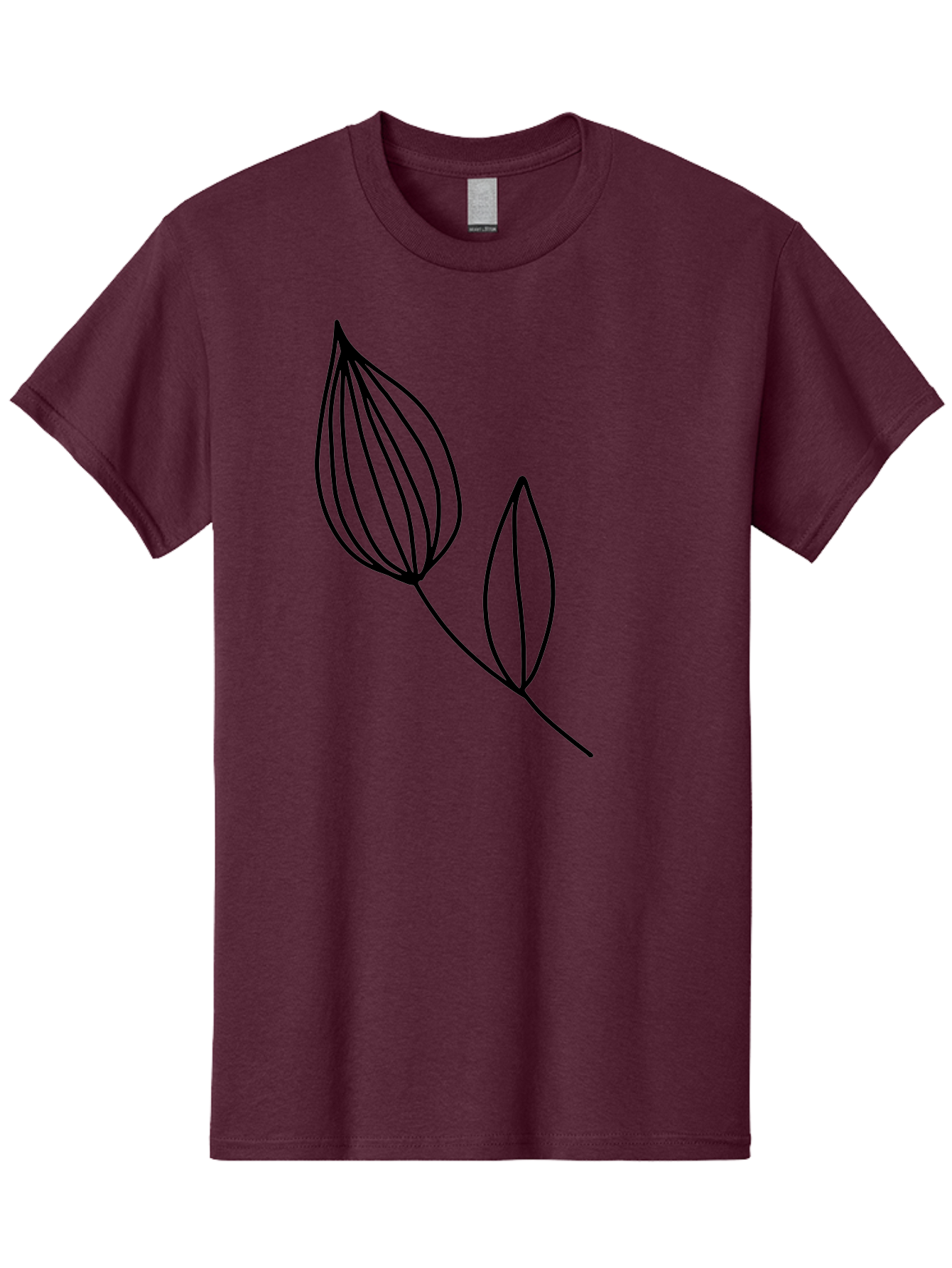 Line-Drawing-Leaves Men'S Graphic Tee, 100% Cotton, Comfortable Casual Summer Wear, Machine Washable, Minimalist Design, Leafy Stem, Simple Lines, Botanical Illustration, Modern Art, Contemporary Style, Black And Green -  Aaa459 13