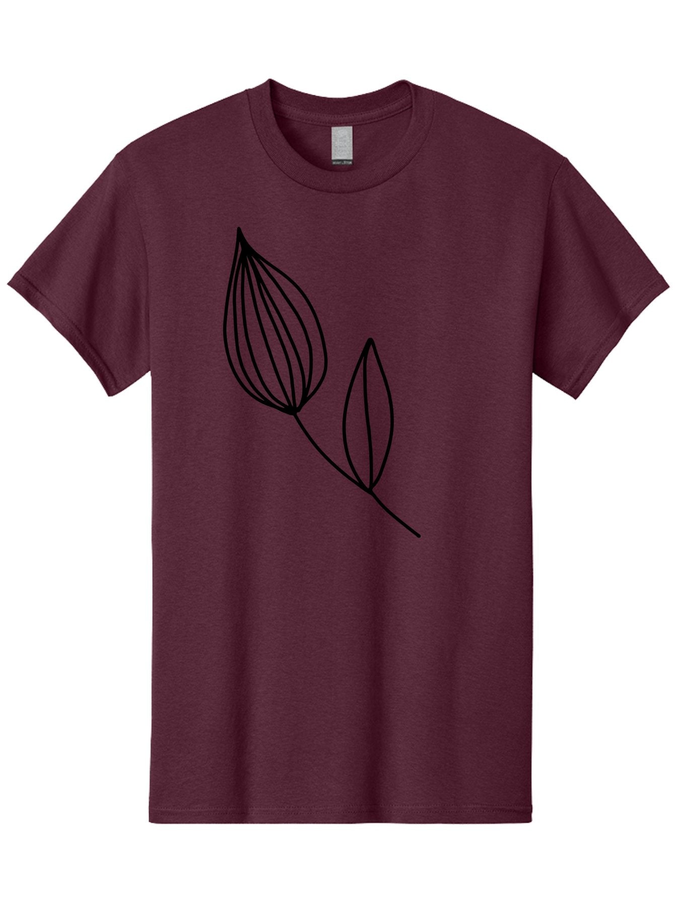 Line-Drawing-Leaves Men'S Graphic Tee, 100% Cotton, Comfortable Casual Summer Wear, Machine Washable, Minimalist Design, Leafy Stem, Simple Lines, Botanical Illustration, Modern Art, Contemporary Style, Black And Green -  Aaa459 27