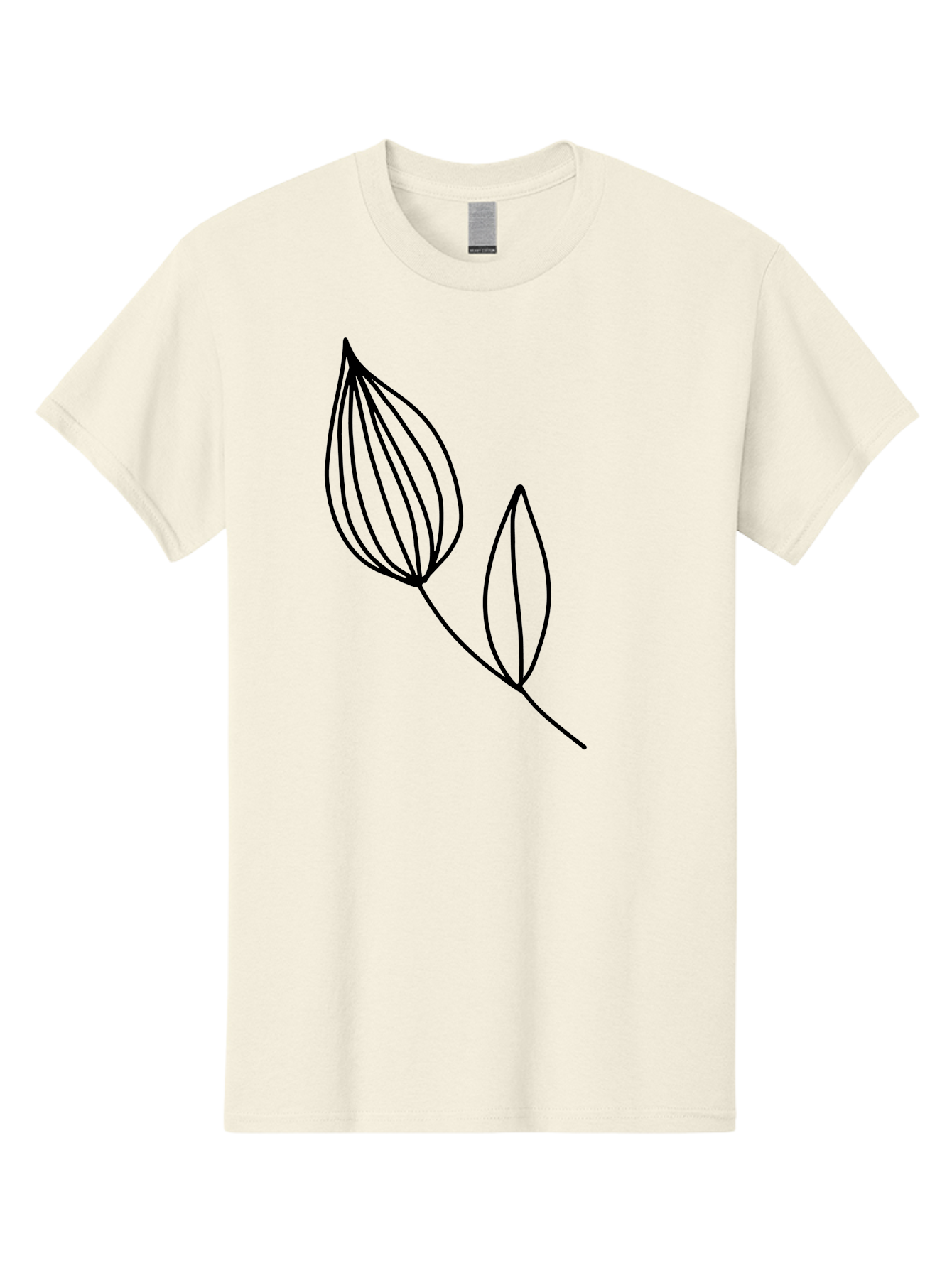 Line-Drawing-Leaves Men'S Graphic Tee, 100% Cotton, Comfortable Casual Summer Wear, Machine Washable, Minimalist Design, Leafy Stem, Simple Lines, Botanical Illustration, Modern Art, Contemporary Style, Black And Green -  Aaa459 17