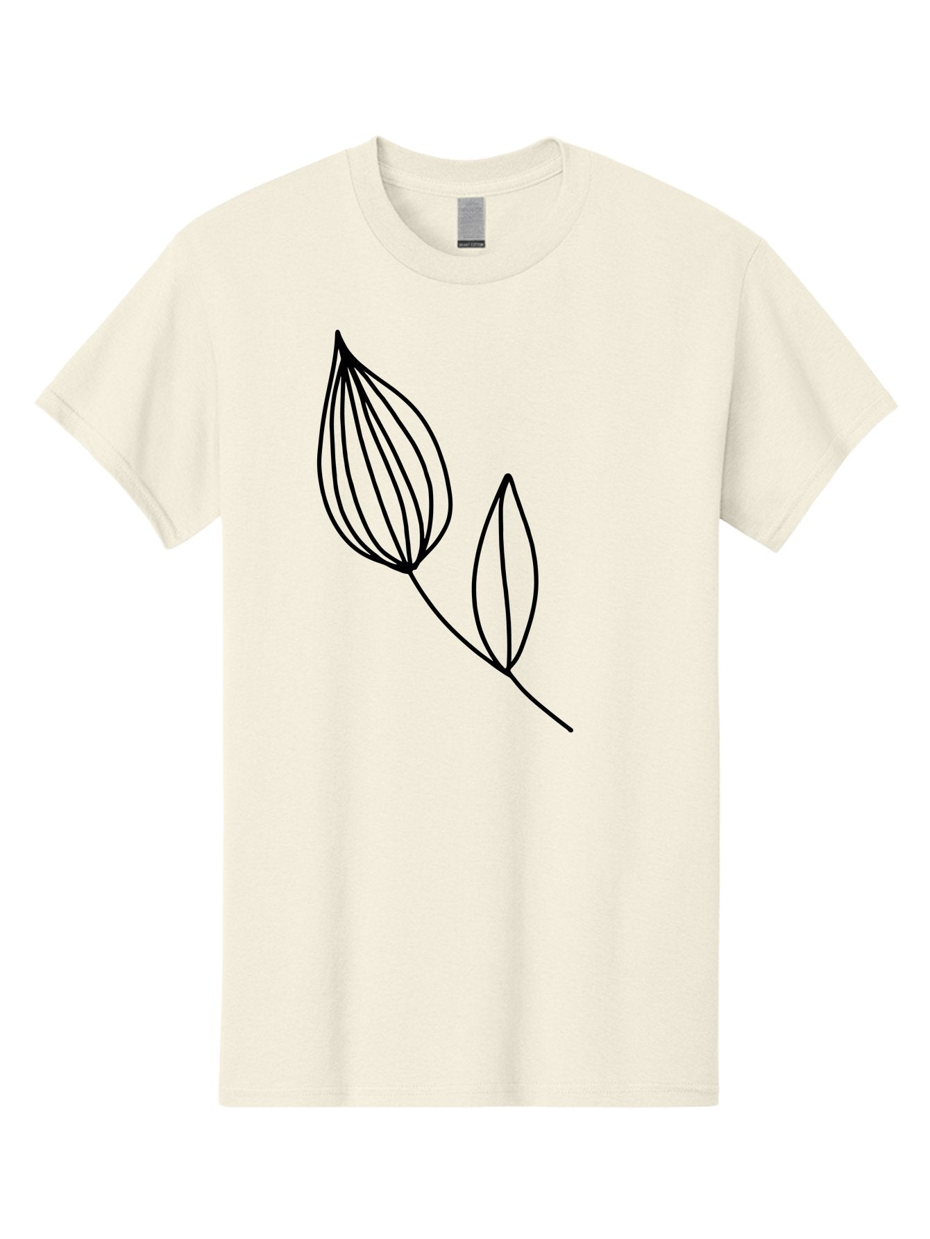 Line-Drawing-Leaves Men'S Graphic Tee, 100% Cotton, Comfortable Casual Summer Wear, Machine Washable, Minimalist Design, Leafy Stem, Simple Lines, Botanical Illustration, Modern Art, Contemporary Style, Black And Green -  Aaa459 3