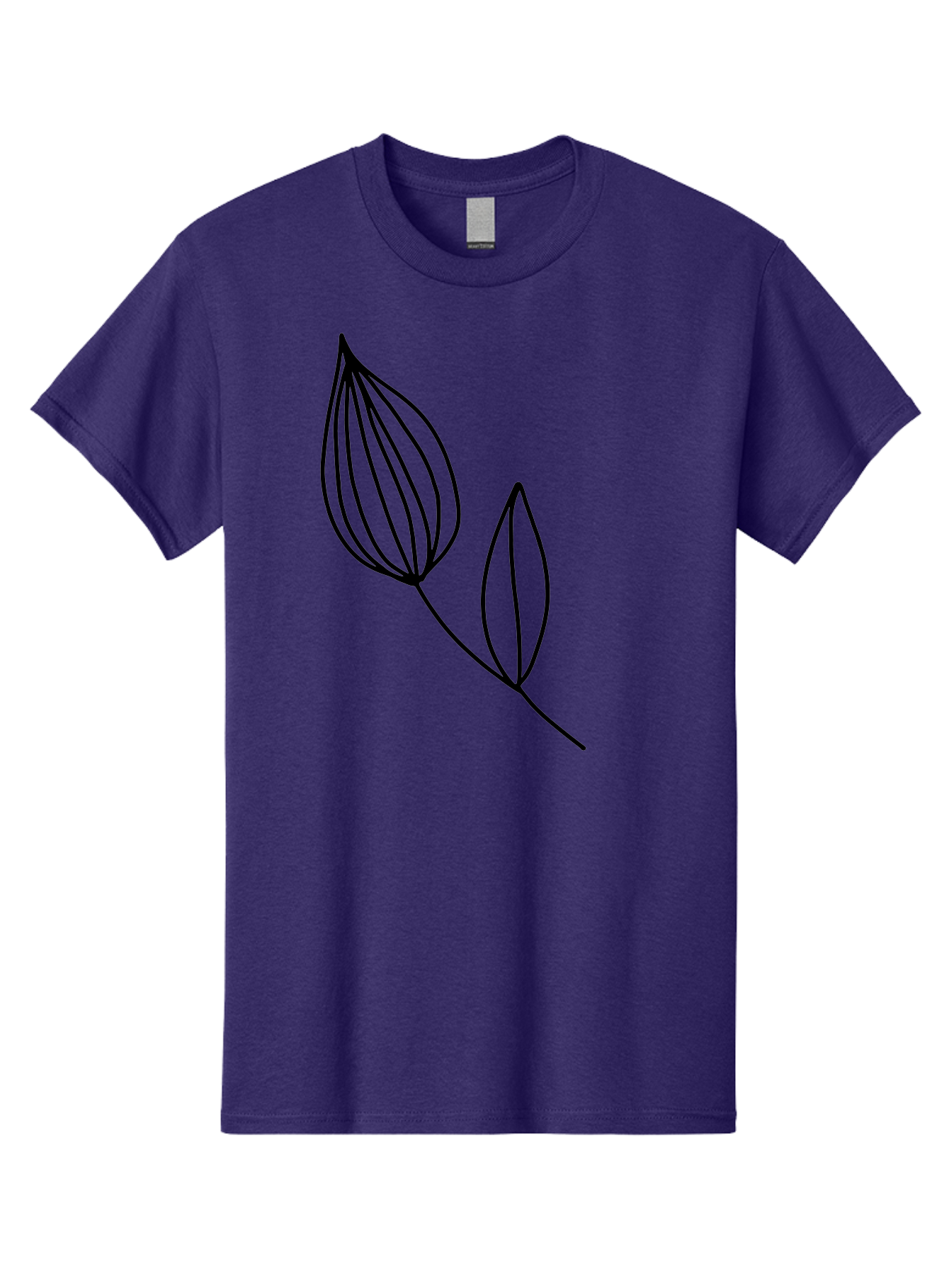 Line-Drawing-Leaves Men'S Graphic Tee, 100% Cotton, Comfortable Casual Summer Wear, Machine Washable, Minimalist Design, Leafy Stem, Simple Lines, Botanical Illustration, Modern Art, Contemporary Style, Black And Green -  Aaa459 21