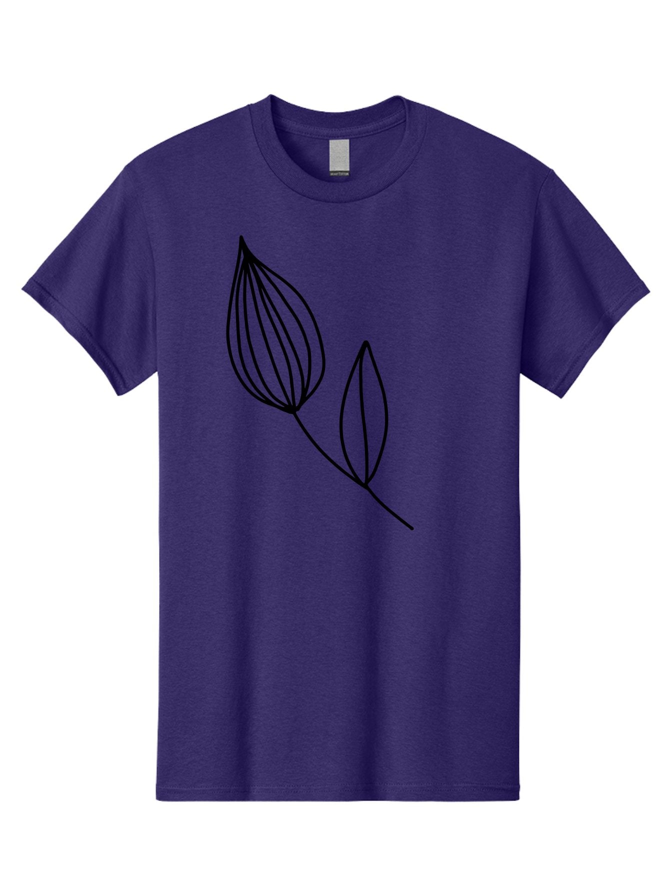 Line-Drawing-Leaves Men'S Graphic Tee, 100% Cotton, Comfortable Casual Summer Wear, Machine Washable, Minimalist Design, Leafy Stem, Simple Lines, Botanical Illustration, Modern Art, Contemporary Style, Black And Green -  Aaa459 23