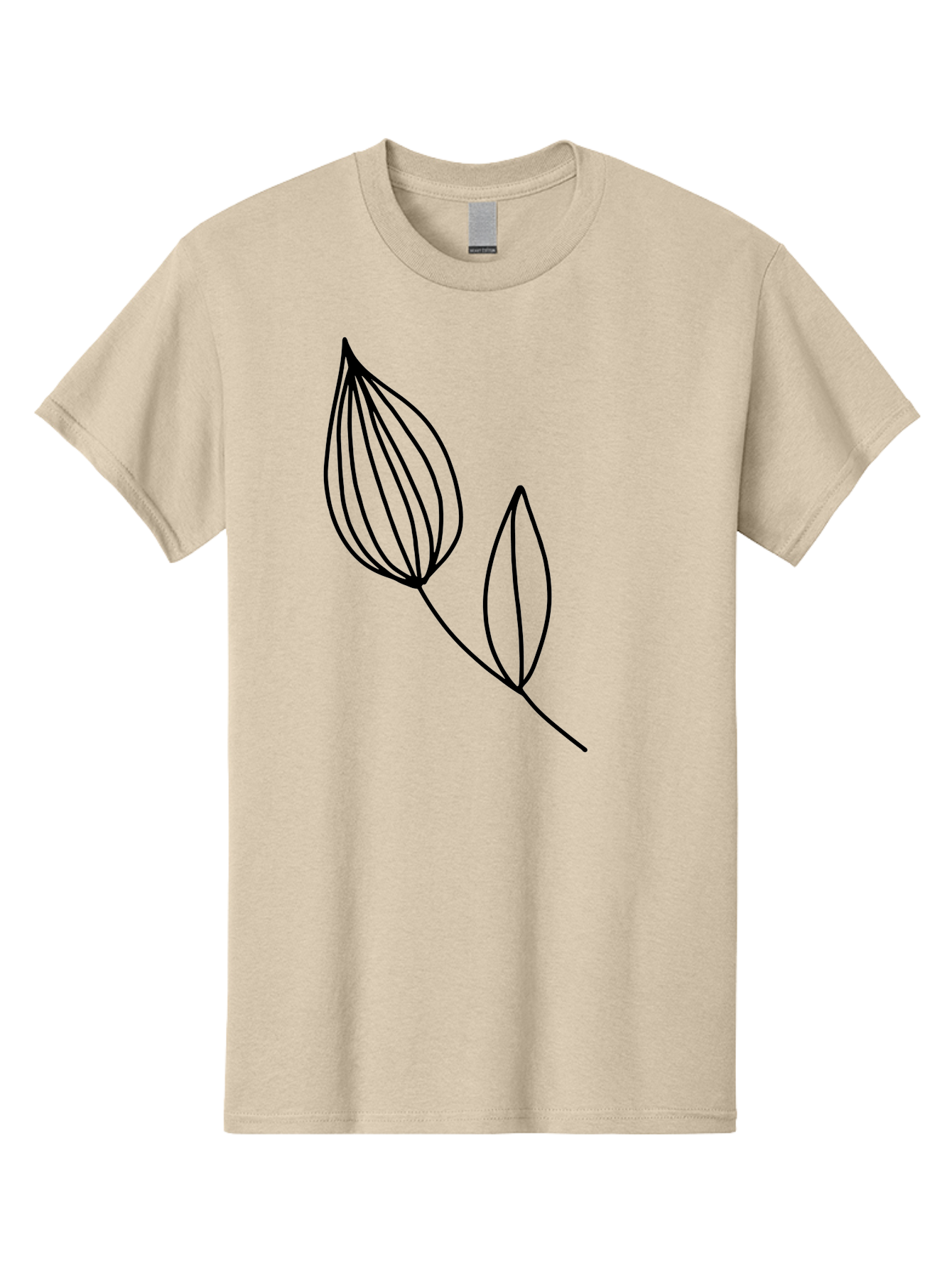 Line-Drawing-Leaves Men'S Graphic Tee, 100% Cotton, Comfortable Casual Summer Wear, Machine Washable, Minimalist Design, Leafy Stem, Simple Lines, Botanical Illustration, Modern Art, Contemporary Style, Black And Green -  Aaa459 27