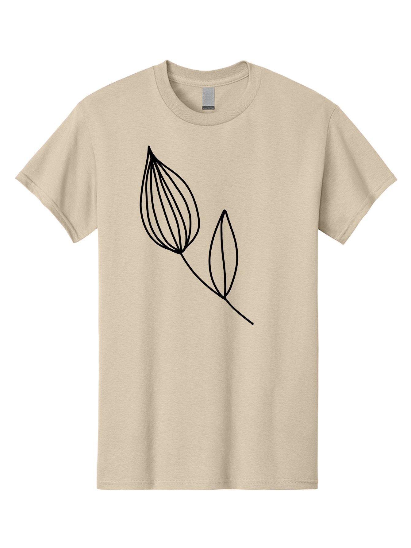 Line-Drawing-Leaves Men'S Graphic Tee, 100% Cotton, Comfortable Casual Summer Wear, Machine Washable, Minimalist Design, Leafy Stem, Simple Lines, Botanical Illustration, Modern Art, Contemporary Style, Black And Green -  Aaa459 13