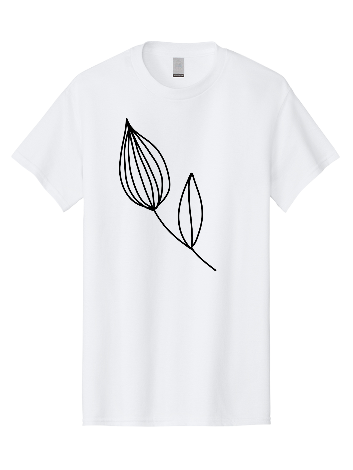 Line-Drawing-Leaves Men'S Graphic Tee, 100% Cotton, Comfortable Casual Summer Wear, Machine Washable, Minimalist Design, Leafy Stem, Simple Lines, Botanical Illustration, Modern Art, Contemporary Style, Black And Green -  Aaa459 29
