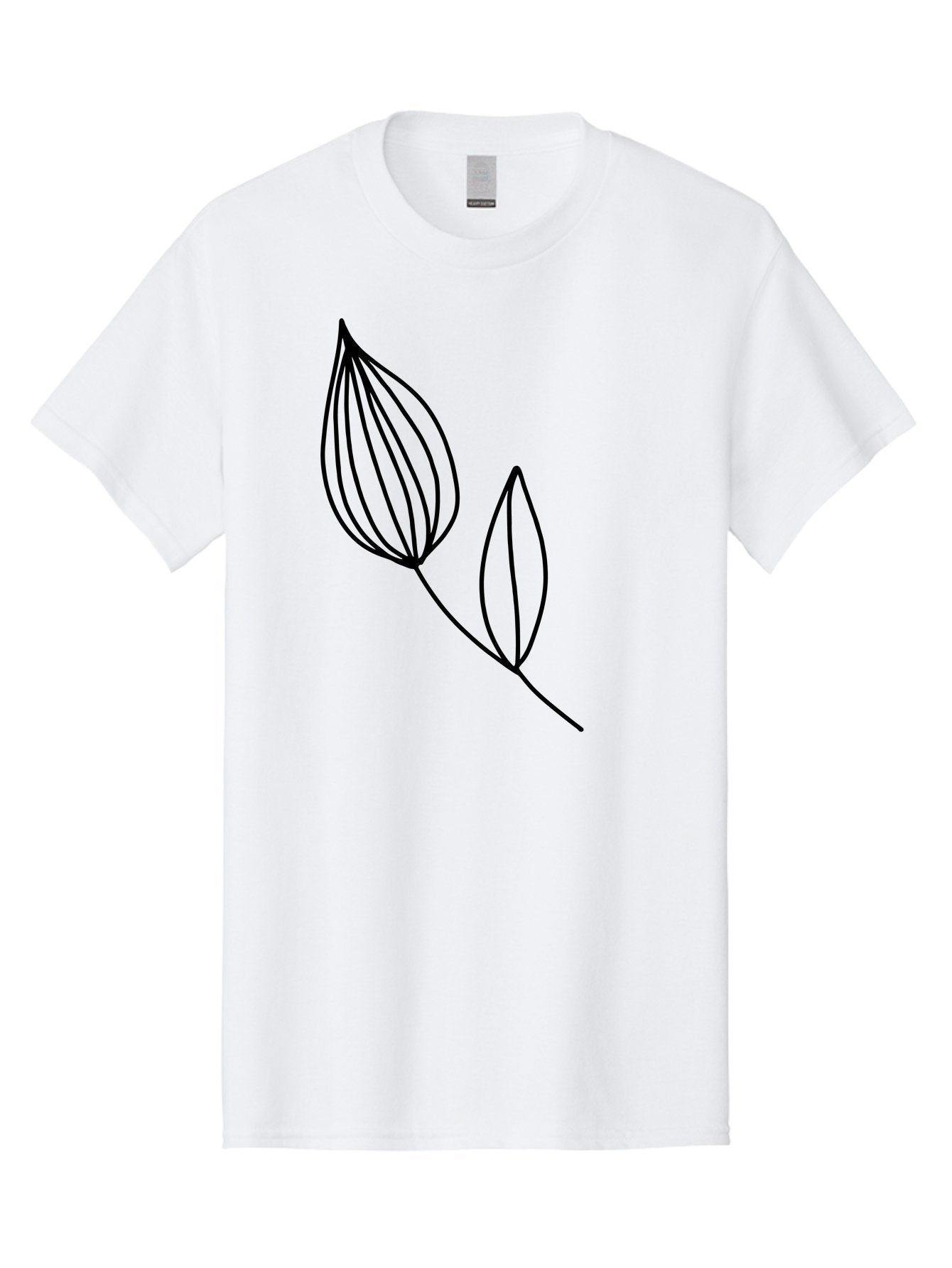 Line-Drawing-Leaves Men'S Graphic Tee, 100% Cotton, Comfortable Casual Summer Wear, Machine Washable, Minimalist Design, Leafy Stem, Simple Lines, Botanical Illustration, Modern Art, Contemporary Style, Black And Green -  Aaa459 17