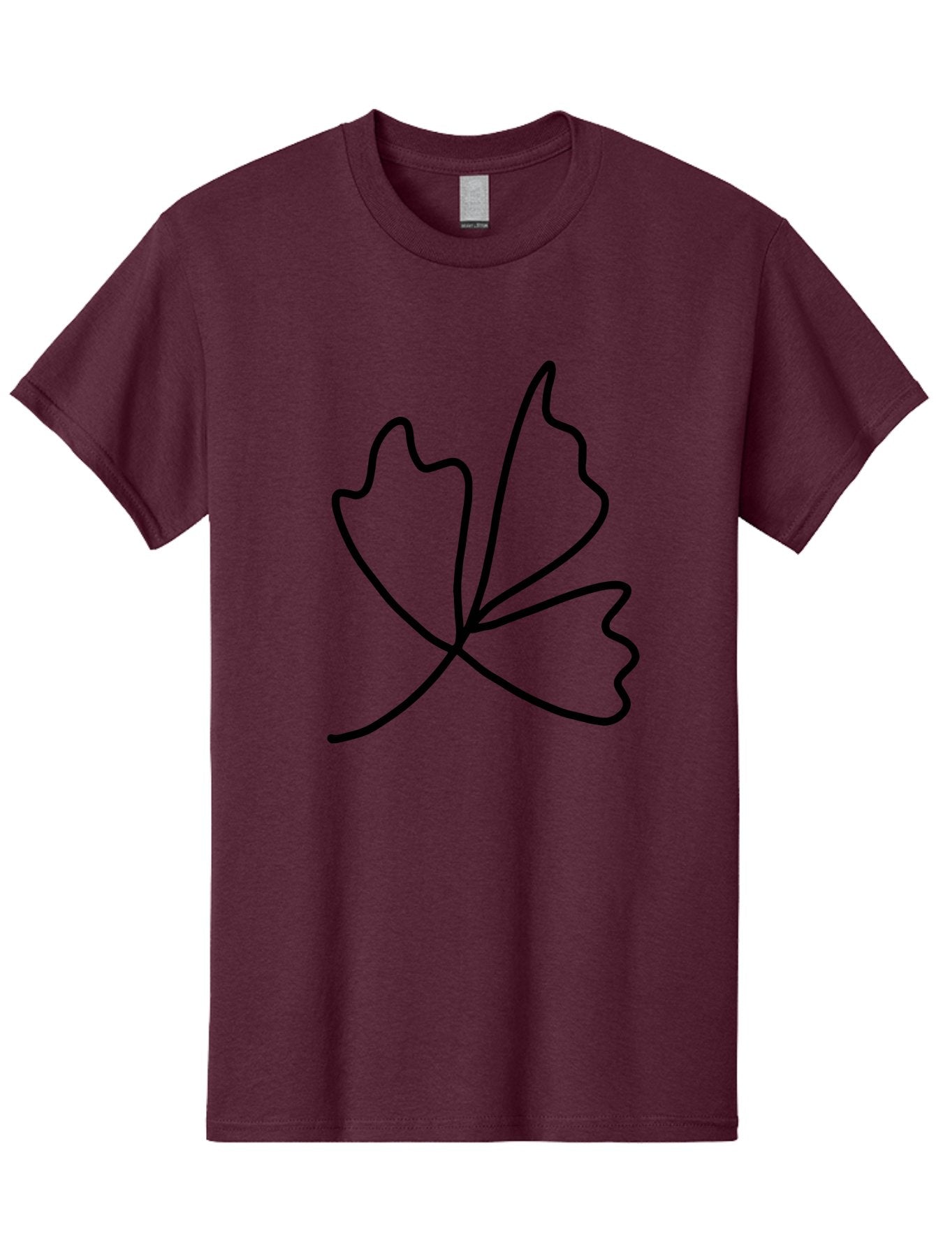 Maple-Leaf Men'S Graphic Tee, 100% Cotton, Comfortable Casual Summer Wear, Machine Washable, Simple Leaf Design, Minimalist Art, Black Outline, Leaf Shape, Abstract Foliage, Modern Illustration, Nature-Inspired Graphics -  Aaa461 19