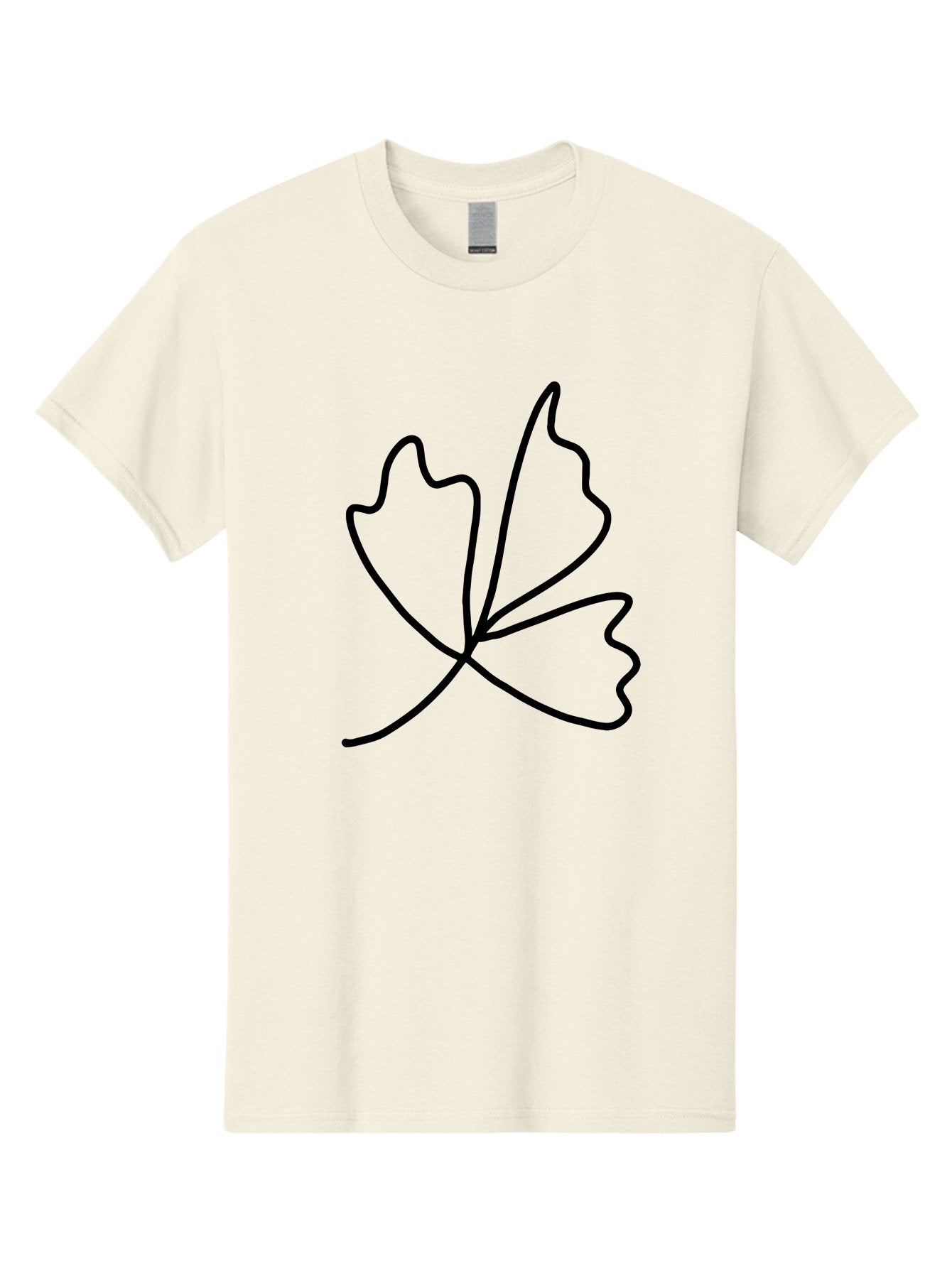 Maple-Leaf Men'S Graphic Tee, 100% Cotton, Comfortable Casual Summer Wear, Machine Washable, Simple Leaf Design, Minimalist Art, Black Outline, Leaf Shape, Abstract Foliage, Modern Illustration, Nature-Inspired Graphics -  Aaa461 25