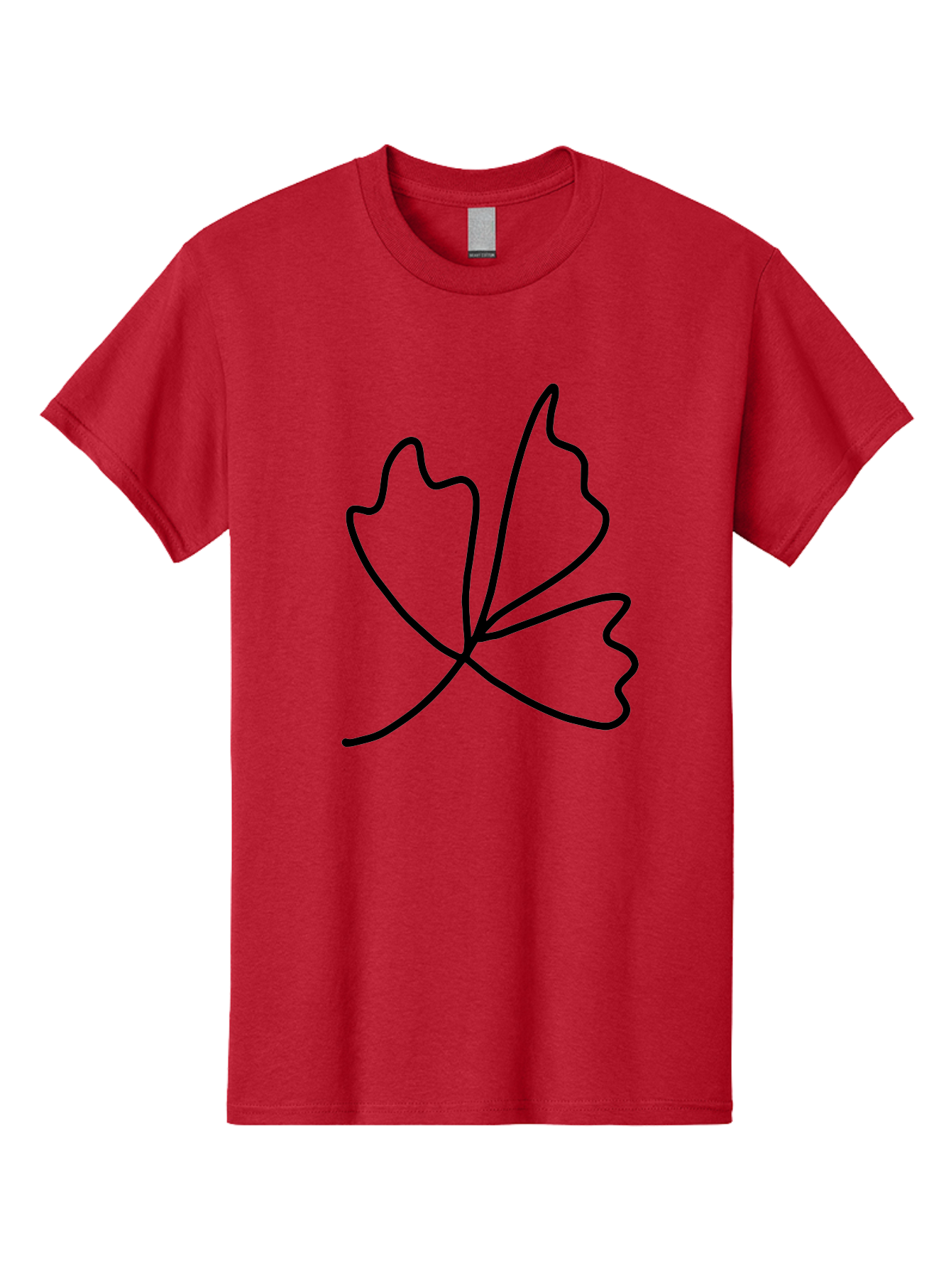 Maple-Leaf Men'S Graphic Tee, 100% Cotton, Comfortable Casual Summer Wear, Machine Washable, Simple Leaf Design, Minimalist Art, Black Outline, Leaf Shape, Abstract Foliage, Modern Illustration, Nature-Inspired Graphics -  Aaa461 23