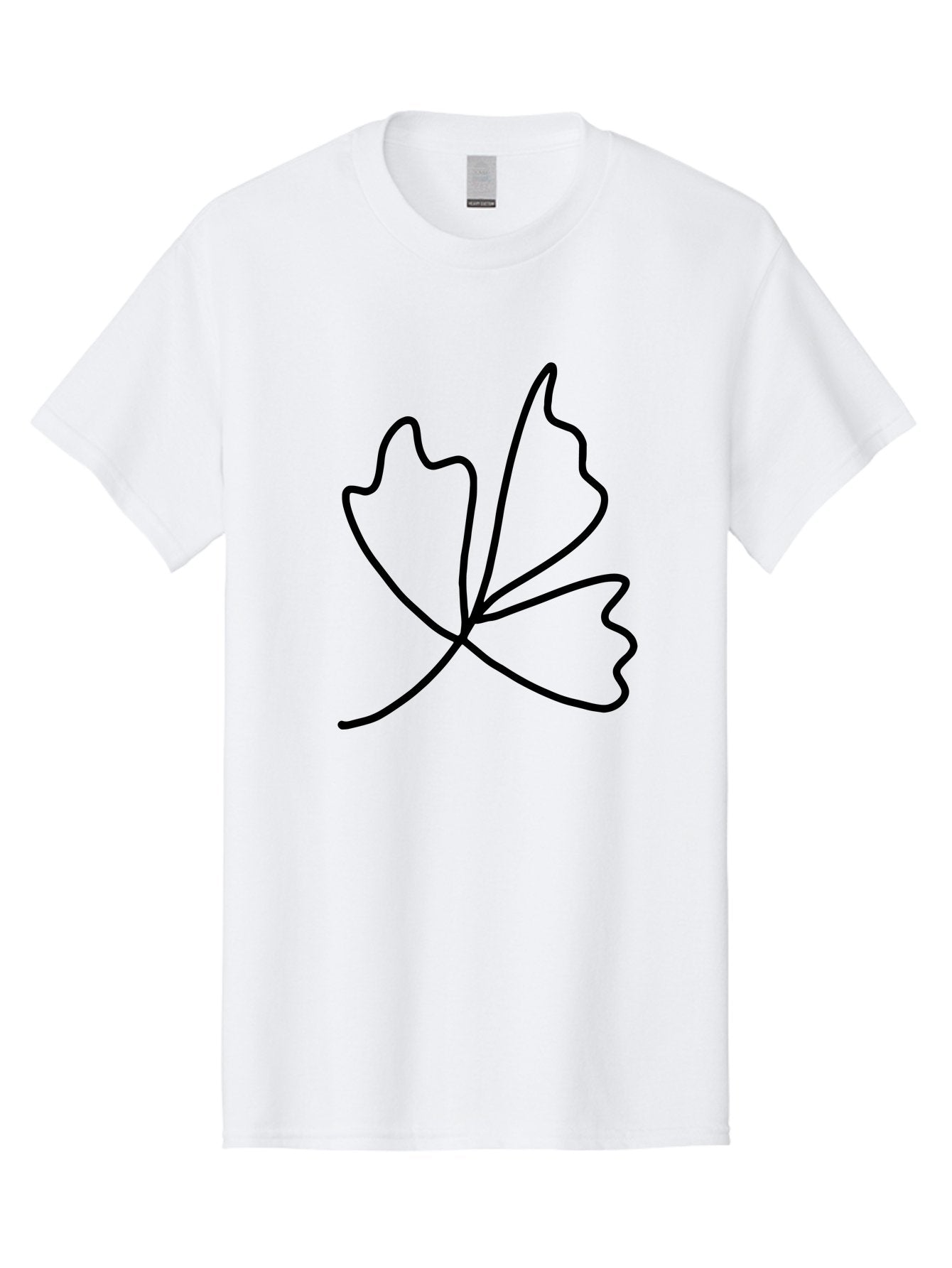 Maple-Leaf Men'S Graphic Tee, 100% Cotton, Comfortable Casual Summer Wear, Machine Washable, Simple Leaf Design, Minimalist Art, Black Outline, Leaf Shape, Abstract Foliage, Modern Illustration, Nature-Inspired Graphics -  Aaa461