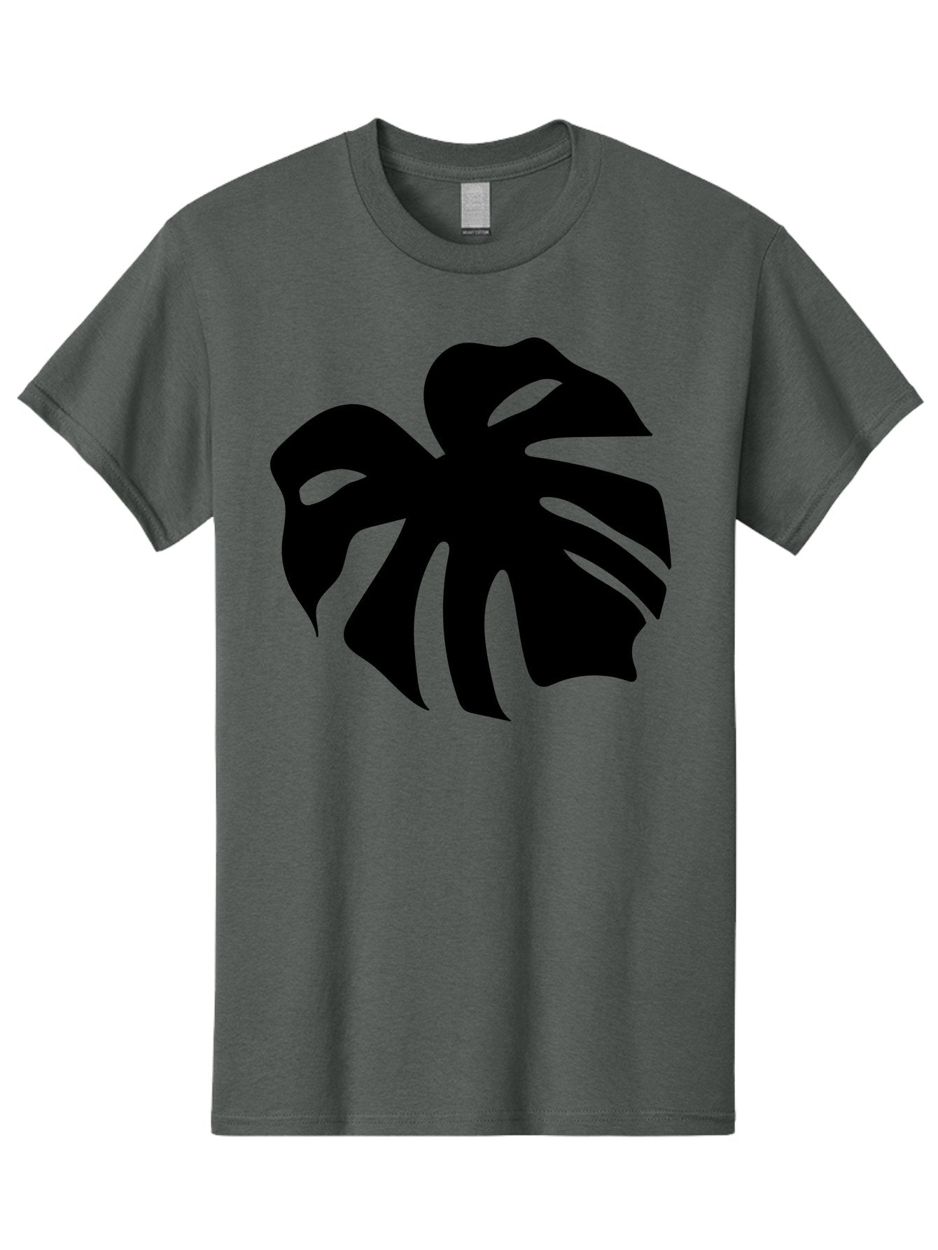 Monstera-Leaf-1 Men'S Graphic Tee, 100% Cotton, Comfortable Casual Summer Wear, Machine Washable, Tropical Leaf, Monstera Deliciosa, Exotic Foliage, Jungle Plants, Unique Shapes, Leafy Greens, Black Silhouette -  Aaa466 25