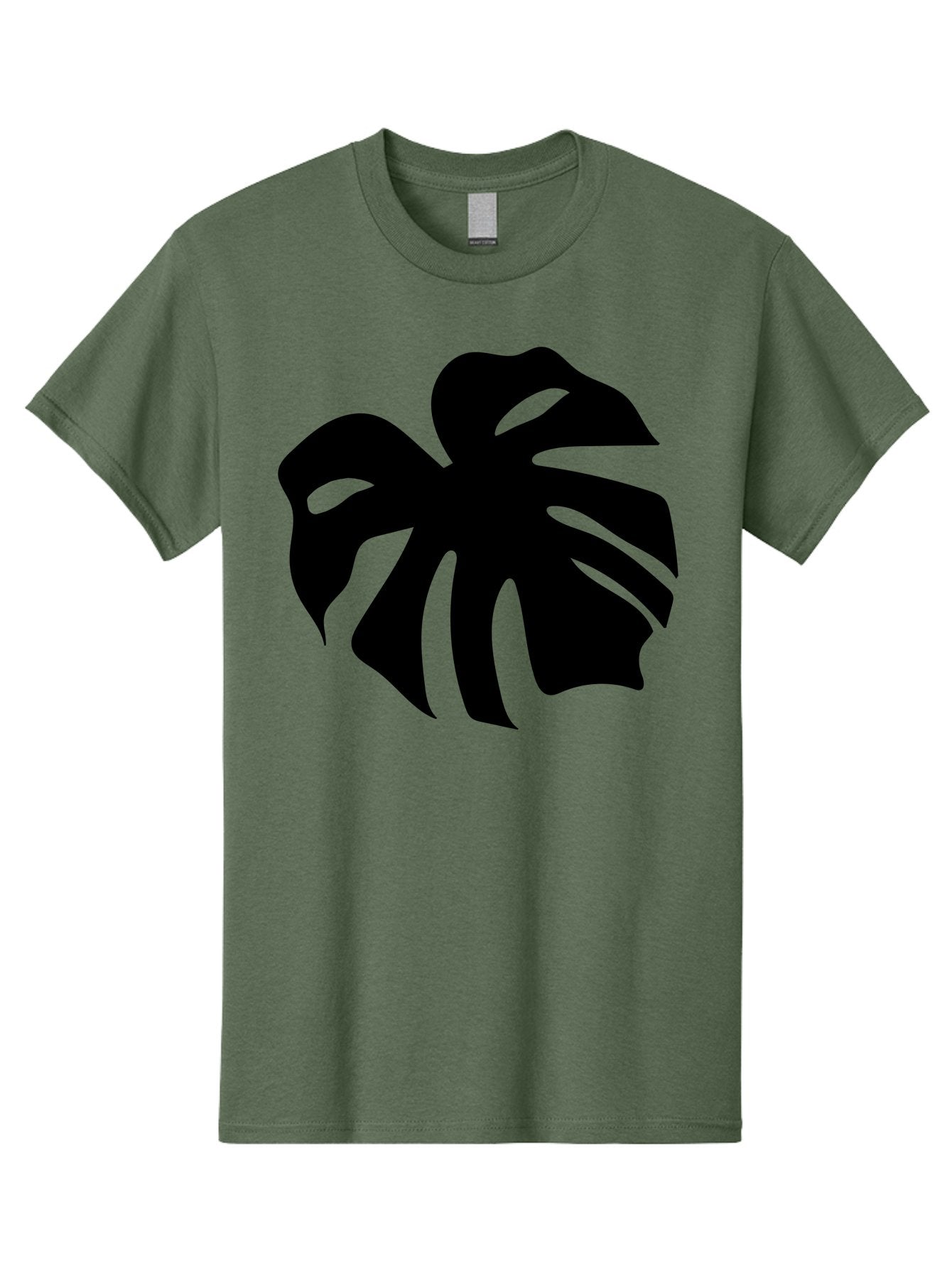 Monstera-Leaf-1 Men'S Graphic Tee, 100% Cotton, Comfortable Casual Summer Wear, Machine Washable, Tropical Leaf, Monstera Deliciosa, Exotic Foliage, Jungle Plants, Unique Shapes, Leafy Greens, Black Silhouette -  Aaa466