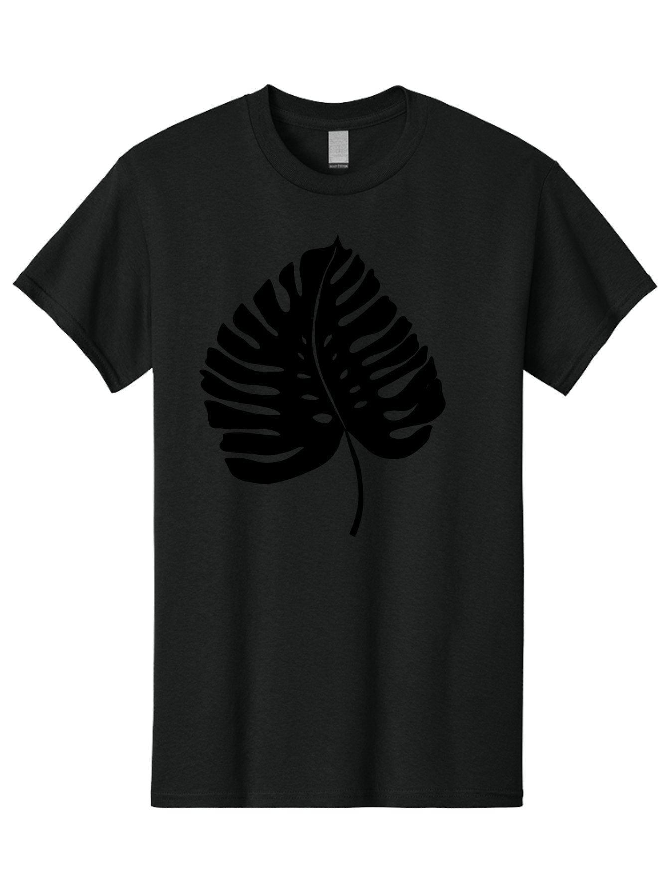 Monstera-Leaf-2 Men'S Graphic Tee, 100% Cotton, Comfortable Casual Summer Wear, Machine Washable, Tropical Leaf, Monstera Deliciosa, Exotic Foliage, Black Silhouette, Minimalist Design, Nature-Inspired Art, Botanical Illustration, -  Aaa467 5