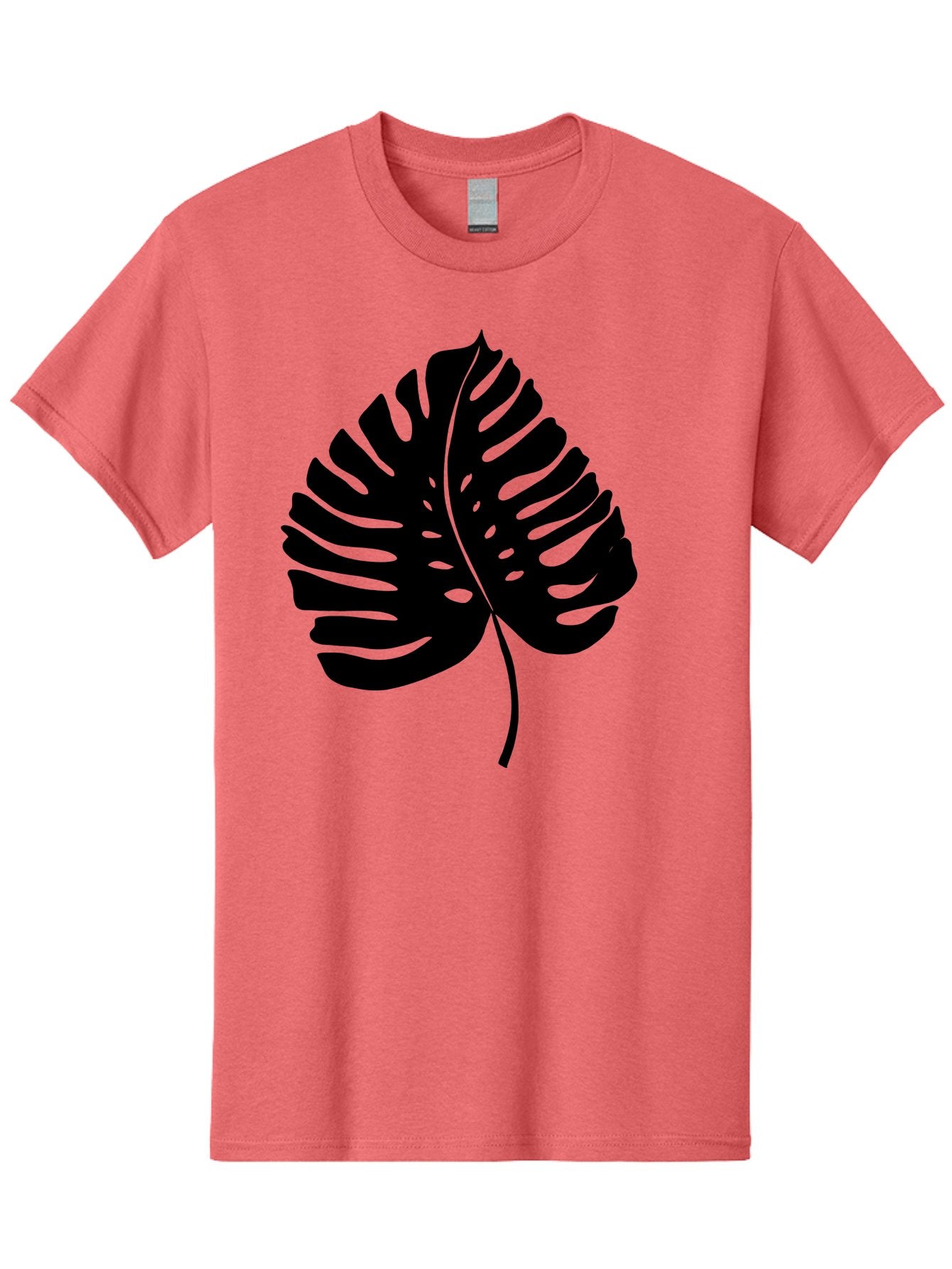Monstera-Leaf-2 Men'S Graphic Tee, 100% Cotton, Comfortable Casual Summer Wear, Machine Washable, Tropical Leaf, Monstera Deliciosa, Exotic Foliage, Black Silhouette, Minimalist Design, Nature-Inspired Art, Botanical Illustration, -  Aaa467 25