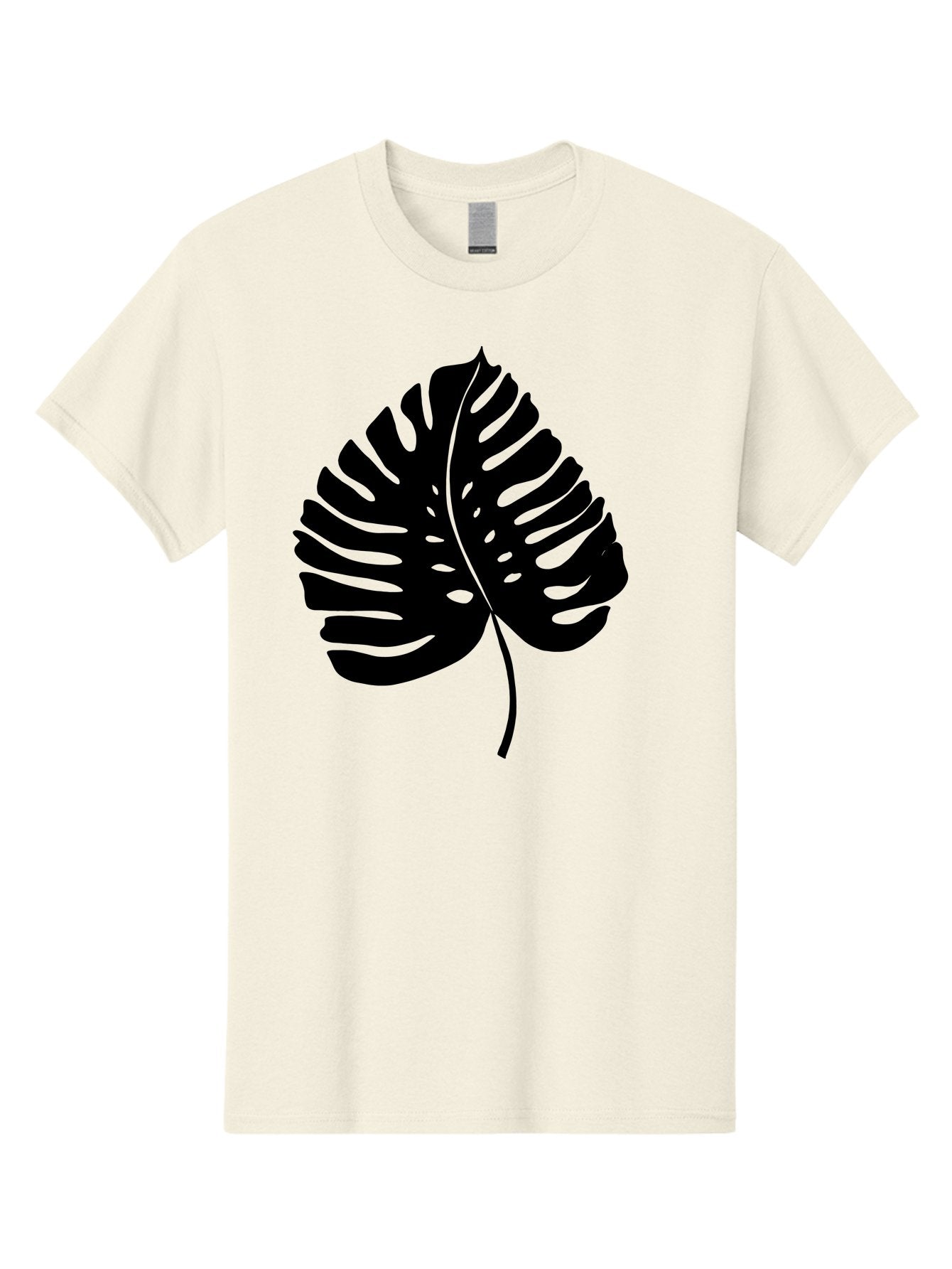 Monstera-Leaf-2 Men'S Graphic Tee, 100% Cotton, Comfortable Casual Summer Wear, Machine Washable, Tropical Leaf, Monstera Deliciosa, Exotic Foliage, Black Silhouette, Minimalist Design, Nature-Inspired Art, Botanical Illustration, -  Aaa467 3