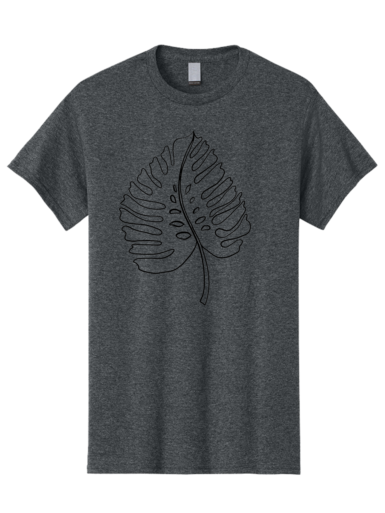Monstera-Leaf Men'S Graphic Tee, 100% Cotton, Comfortable Casual Summer Wear, Machine Washable, Monstera Leaf, Tropical Foliage, Minimalist Design, Black Outline, Simple Illustration, Houseplant Graphics, Leaf Pattern, Exotic Plants, -  Aaa468 7