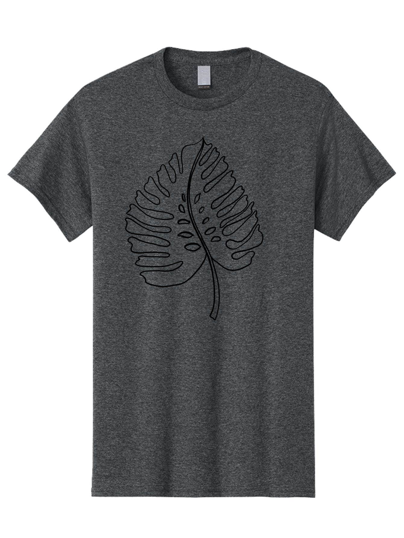 Monstera-Leaf Men'S Graphic Tee, 100% Cotton, Comfortable Casual Summer Wear, Machine Washable, Monstera Leaf, Tropical Foliage, Minimalist Design, Black Outline, Simple Illustration, Houseplant Graphics, Leaf Pattern, Exotic Plants, -  Aaa468 5